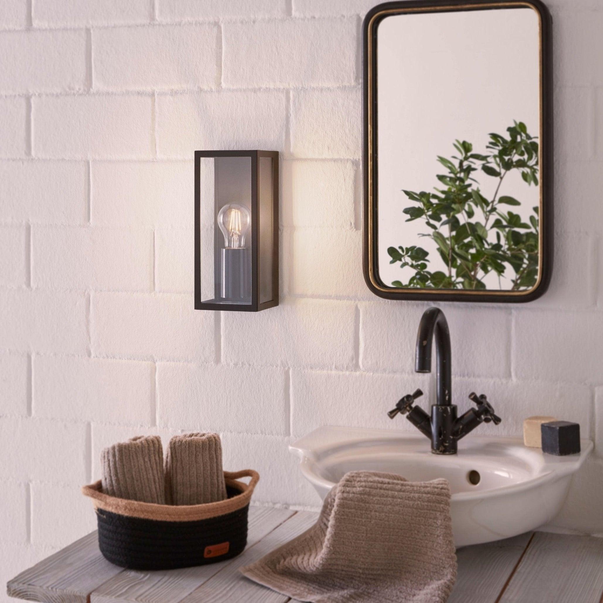 eglo amezola black bathroom wall light ip44