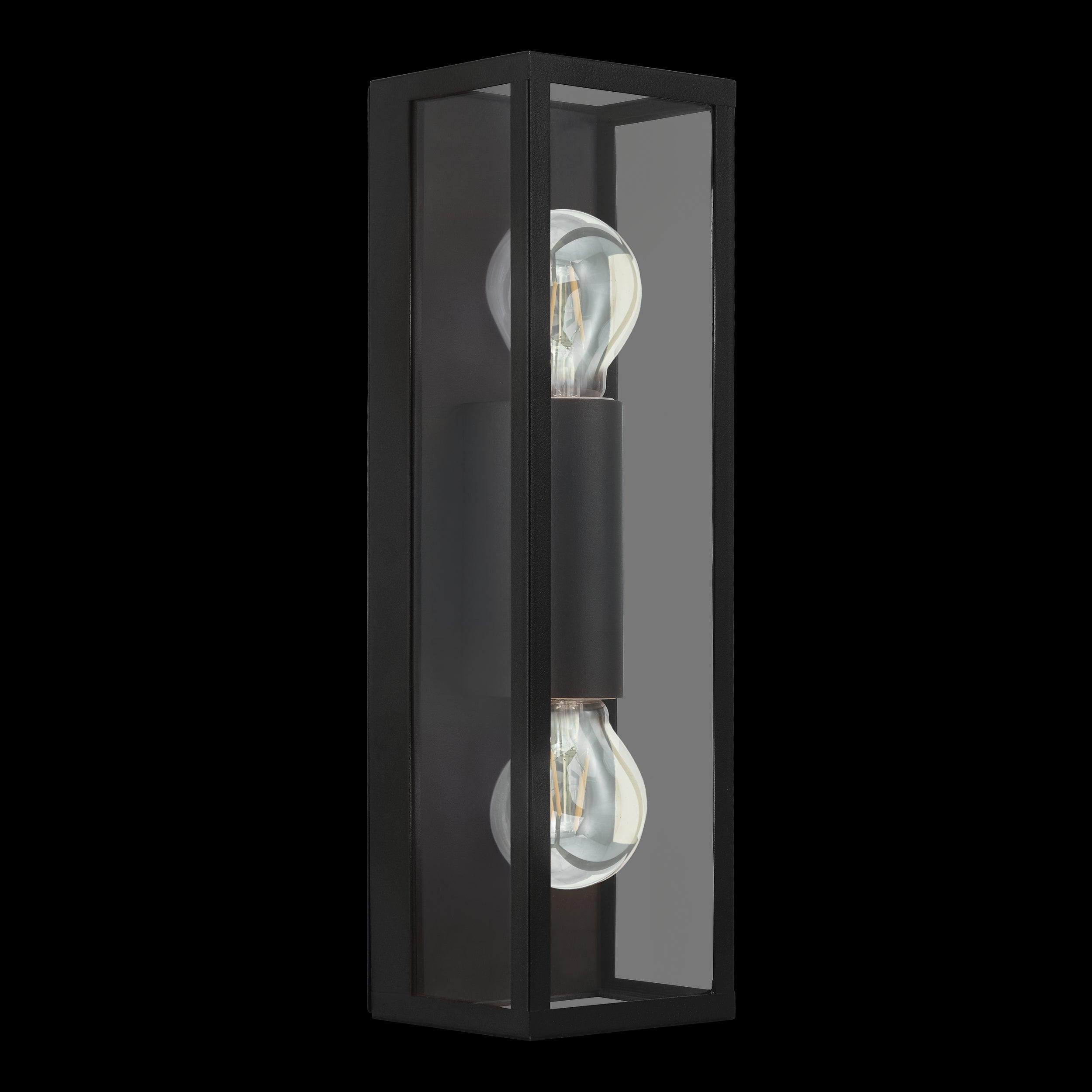 eglo amezola black bathroom 2 light wall light ip44