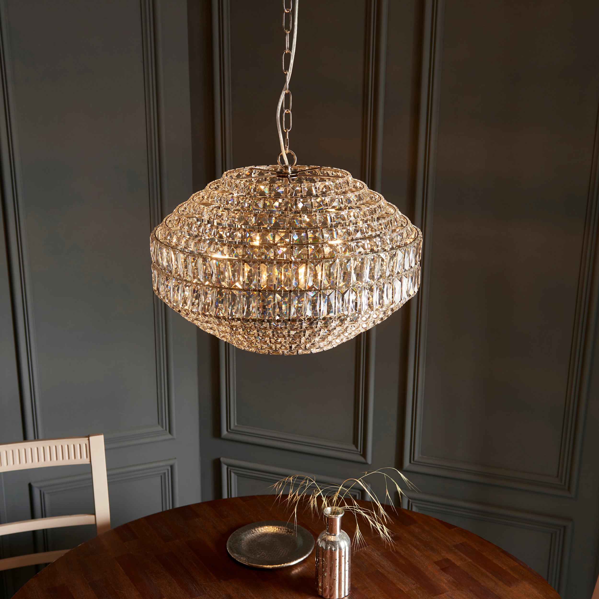 Beatrice 5 Light Crystal Glass & Chrome Pendant