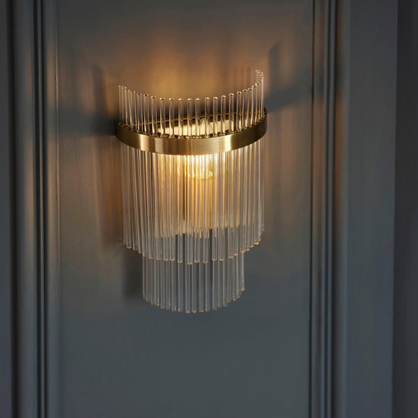 Marietta Antique Brass Wall Light - Clear Glass Rods Shade 99168_Lifestyle