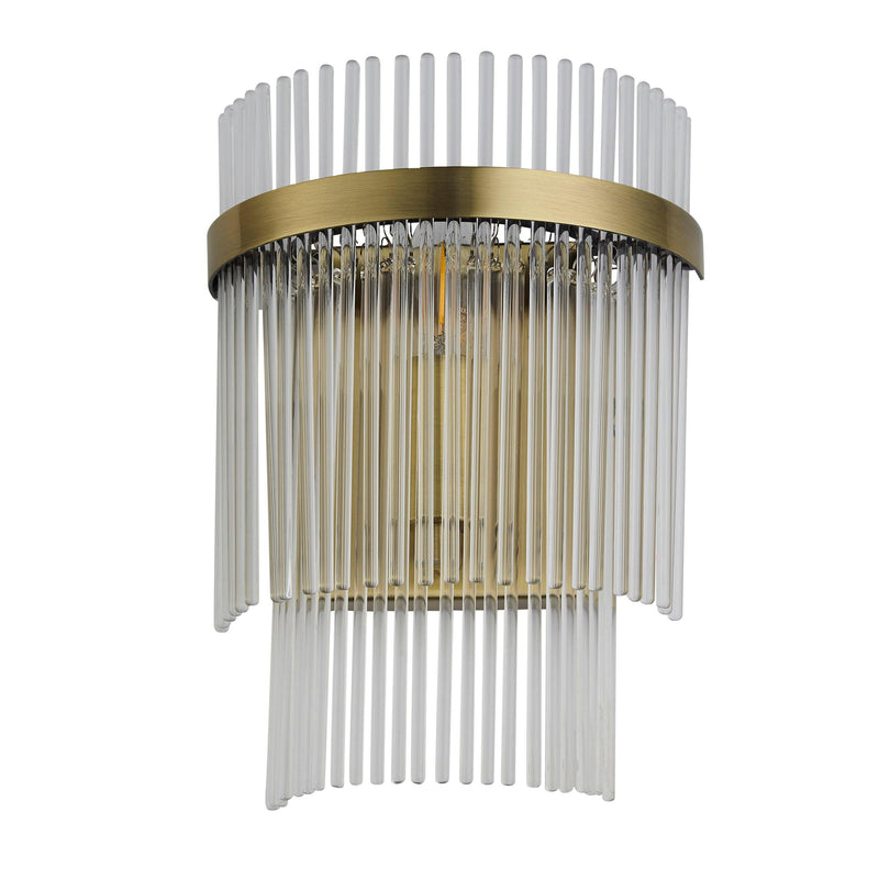Marietta Antique Brass Wall Light - Clear Glass Rods Shade 99168_un-lit