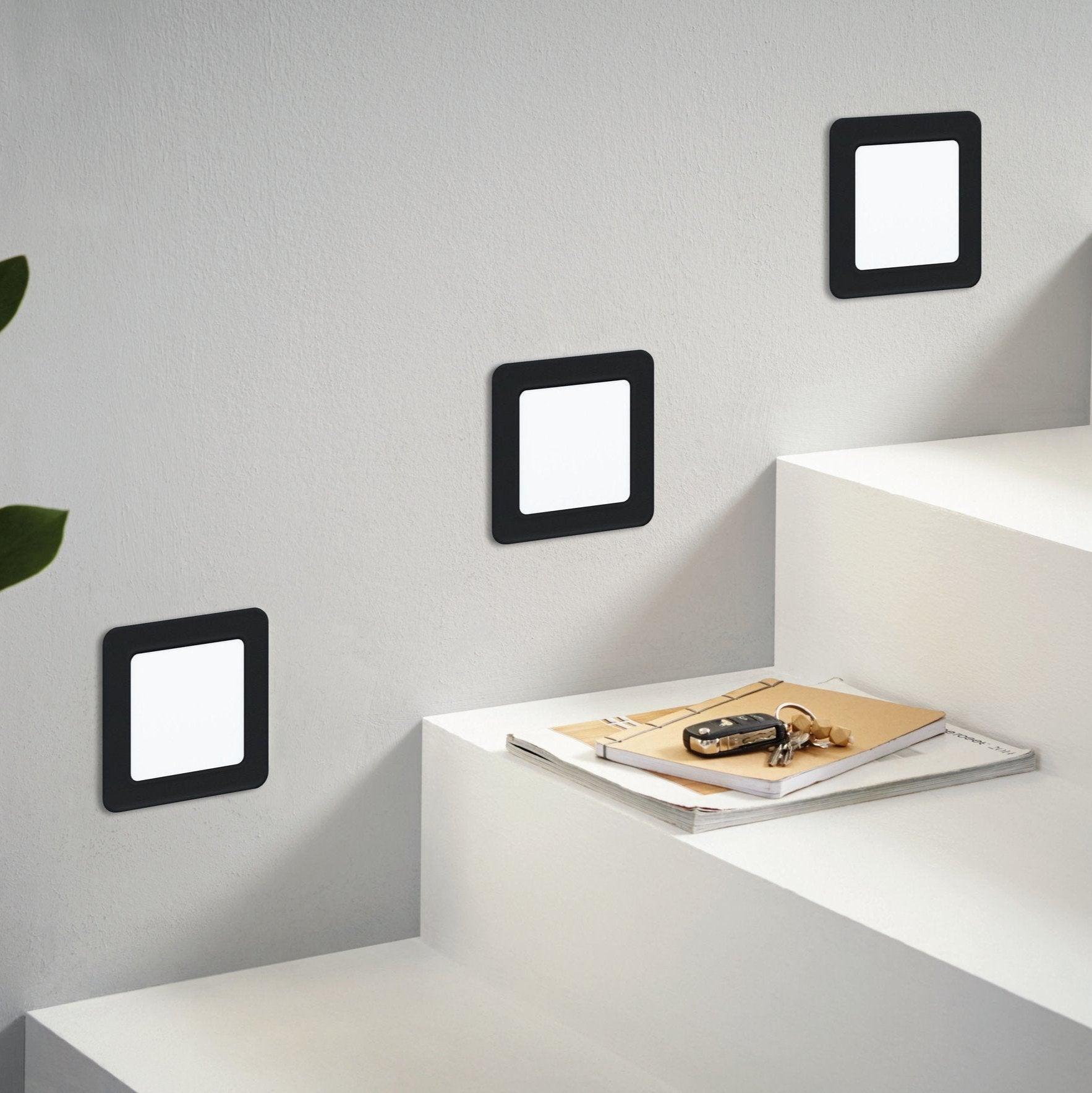 Eglo Fueva 5 Black LED Square Cool White Recessed Light - 11.7cm-WAREHOUSE-40-200326
