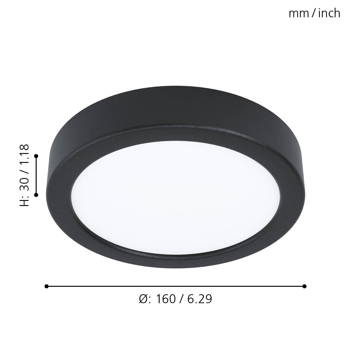 eglo fueva 5 led black flush ceiling light 16cm kitchen lighting 