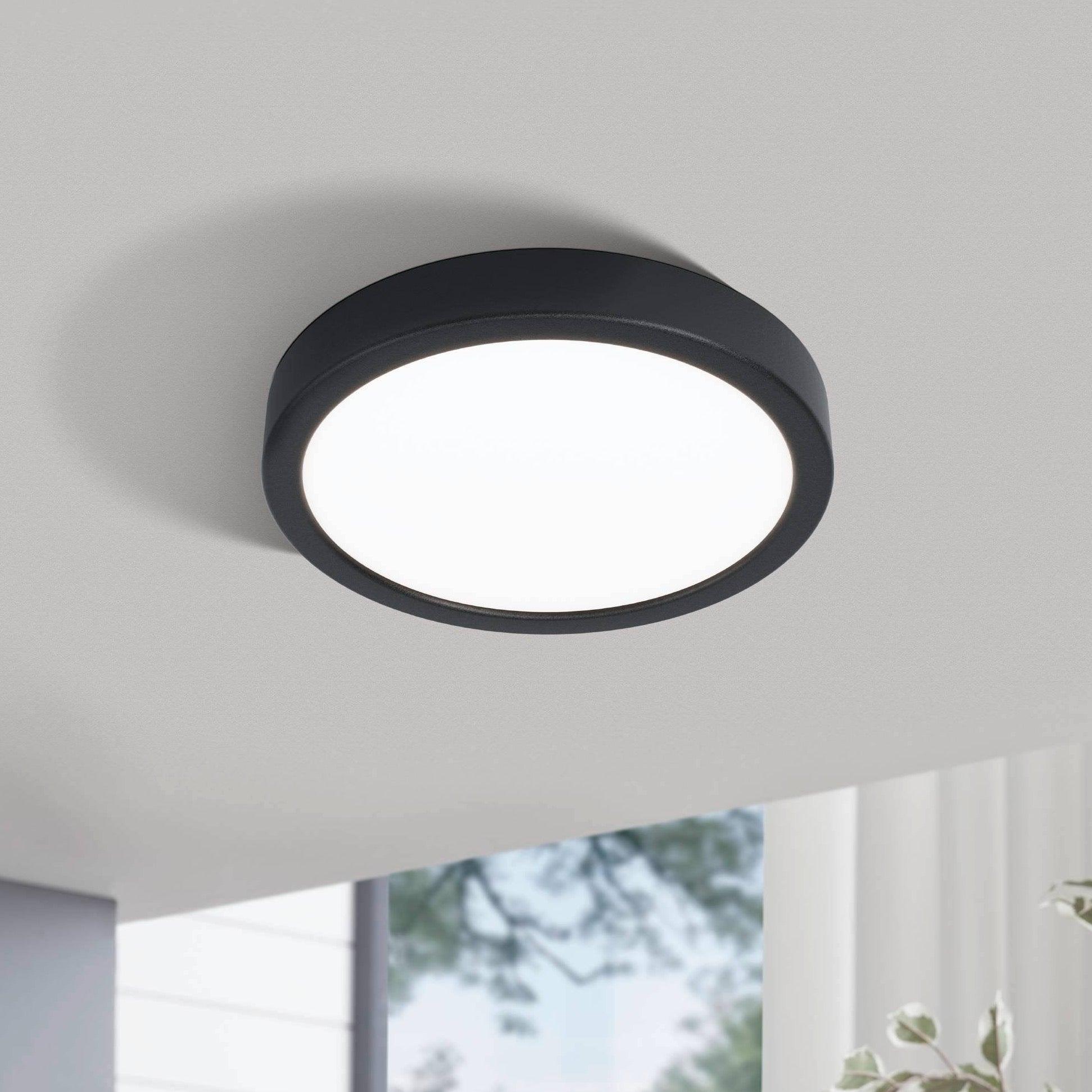 eglo fueva 5 led black flush cool white ceiling light 21cm