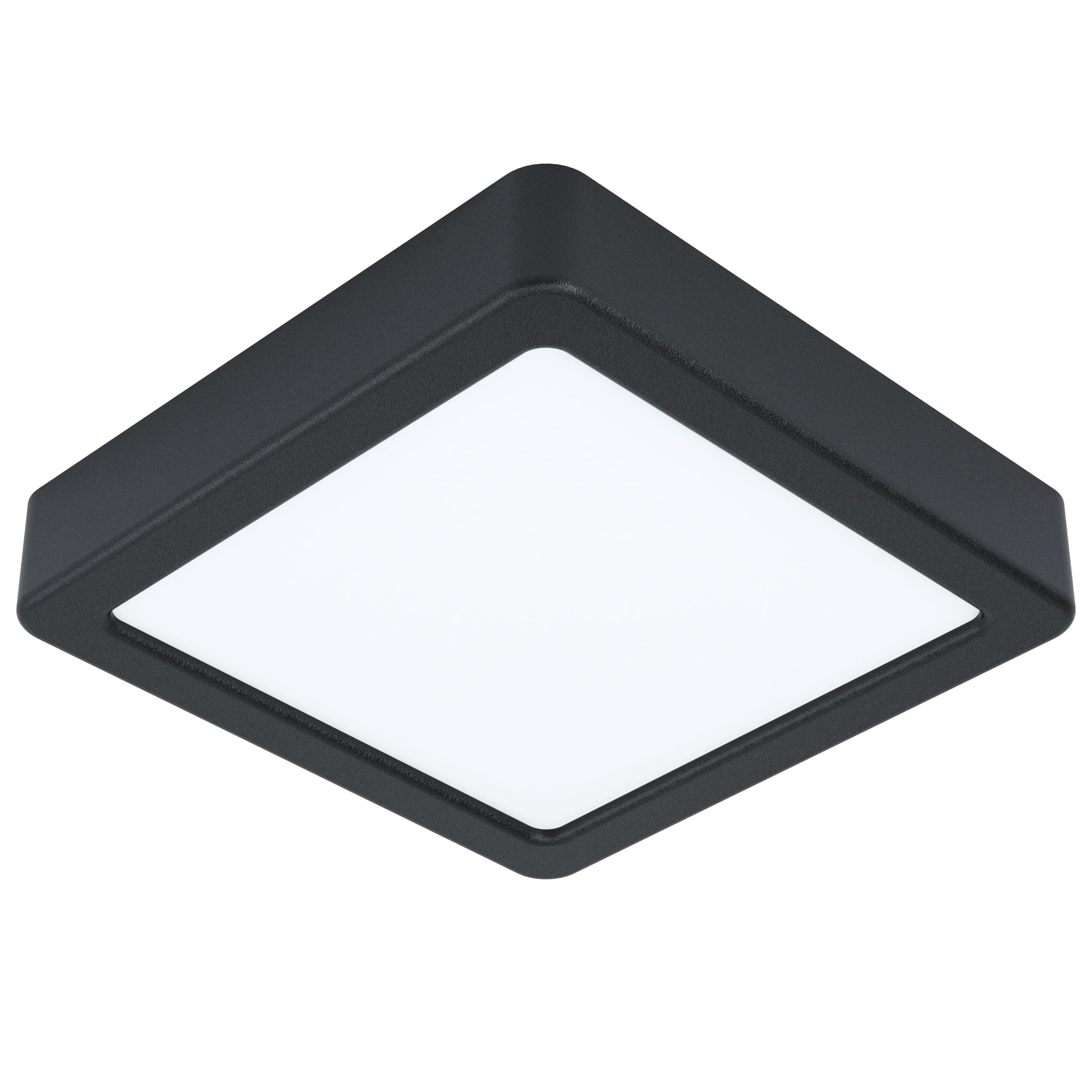 eglo fueva 5 led black square flush ceiling light 16cm living room image