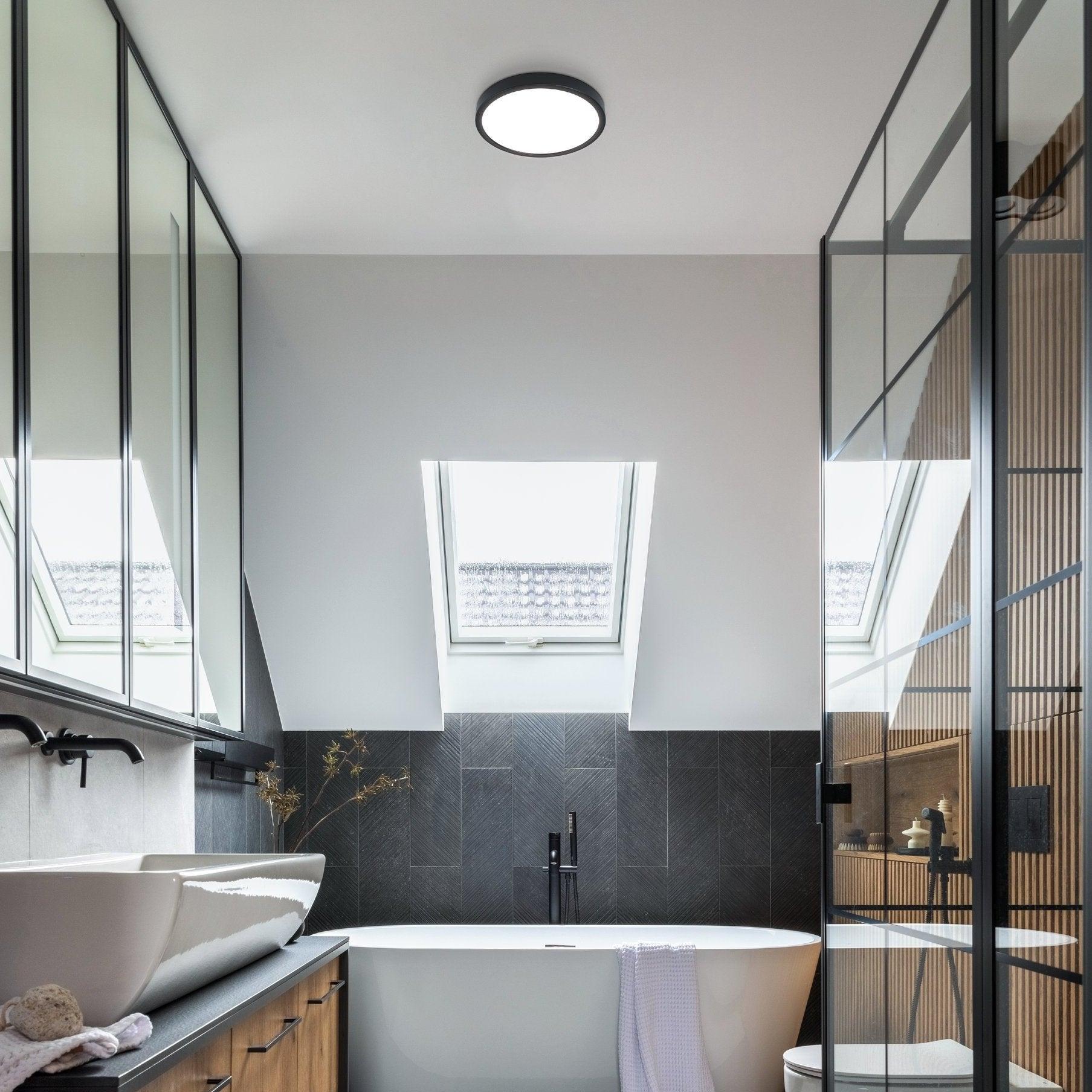 eglo fueva 5 led black bathroom flush ip44