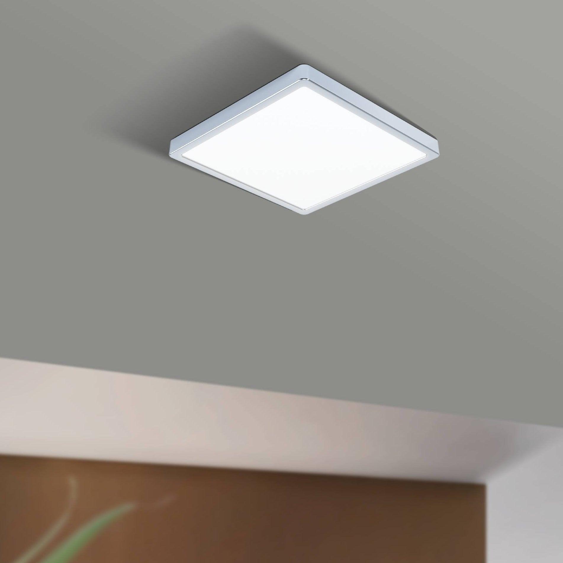 eglo fueva 5 led chrome square bathroom flush ip44 living room close up