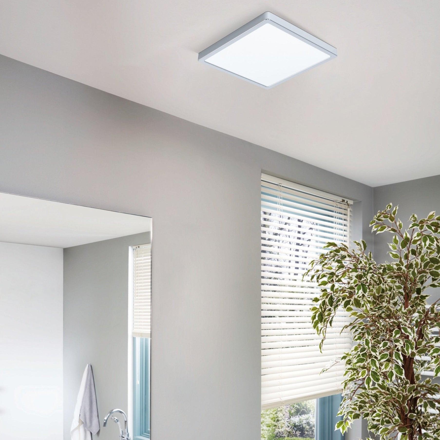eglo fueva 5 led chrome square bathroom flush ip44