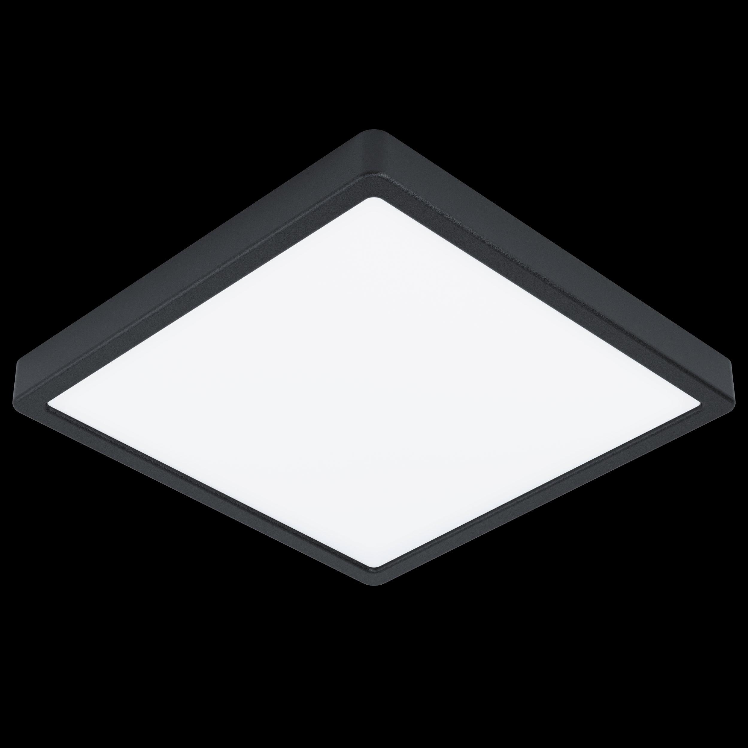 eglo fueva 5 led black square bathroom flush ip44 living room close up