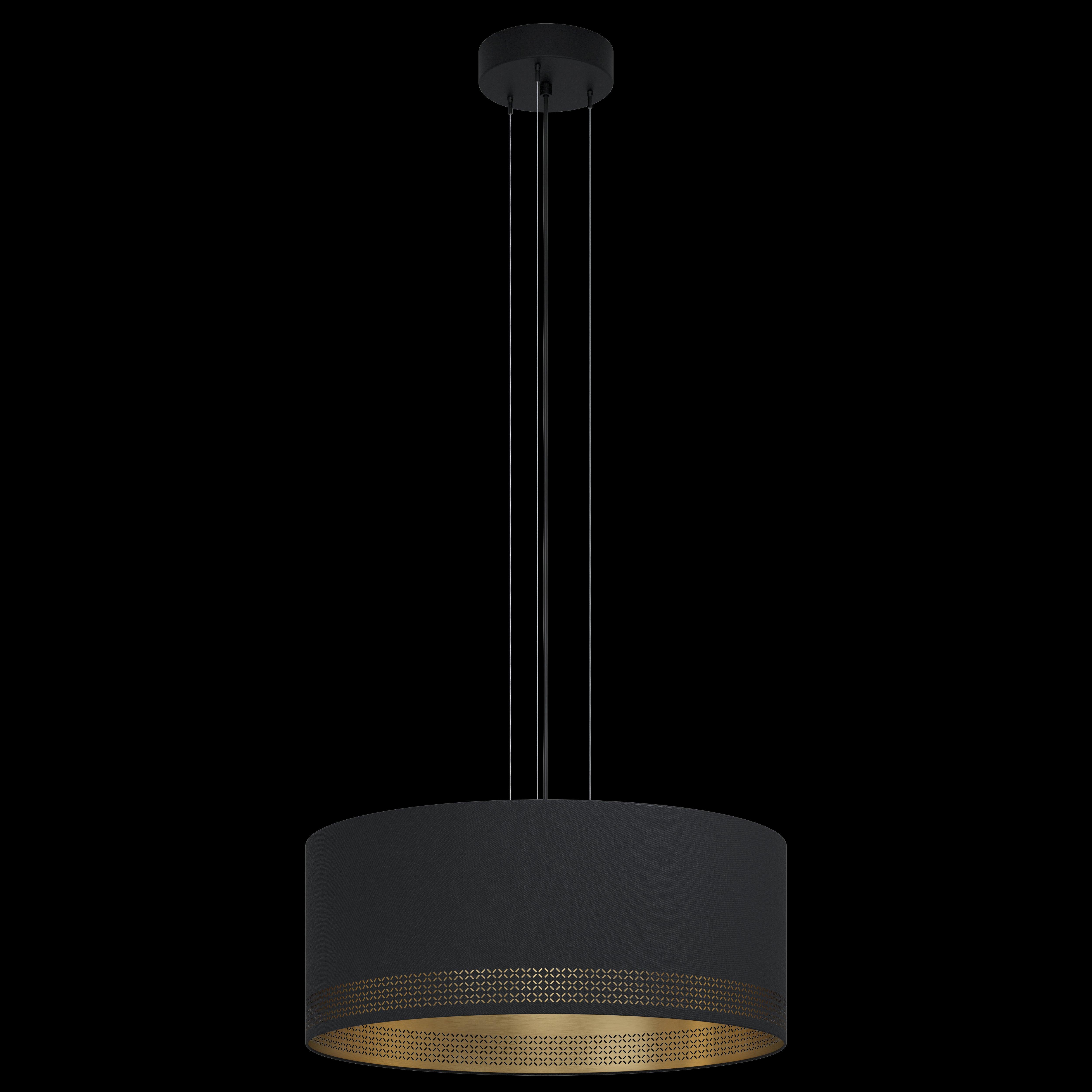 eglo esteperra black gold fabric ceiling pendant 53cm living room close up