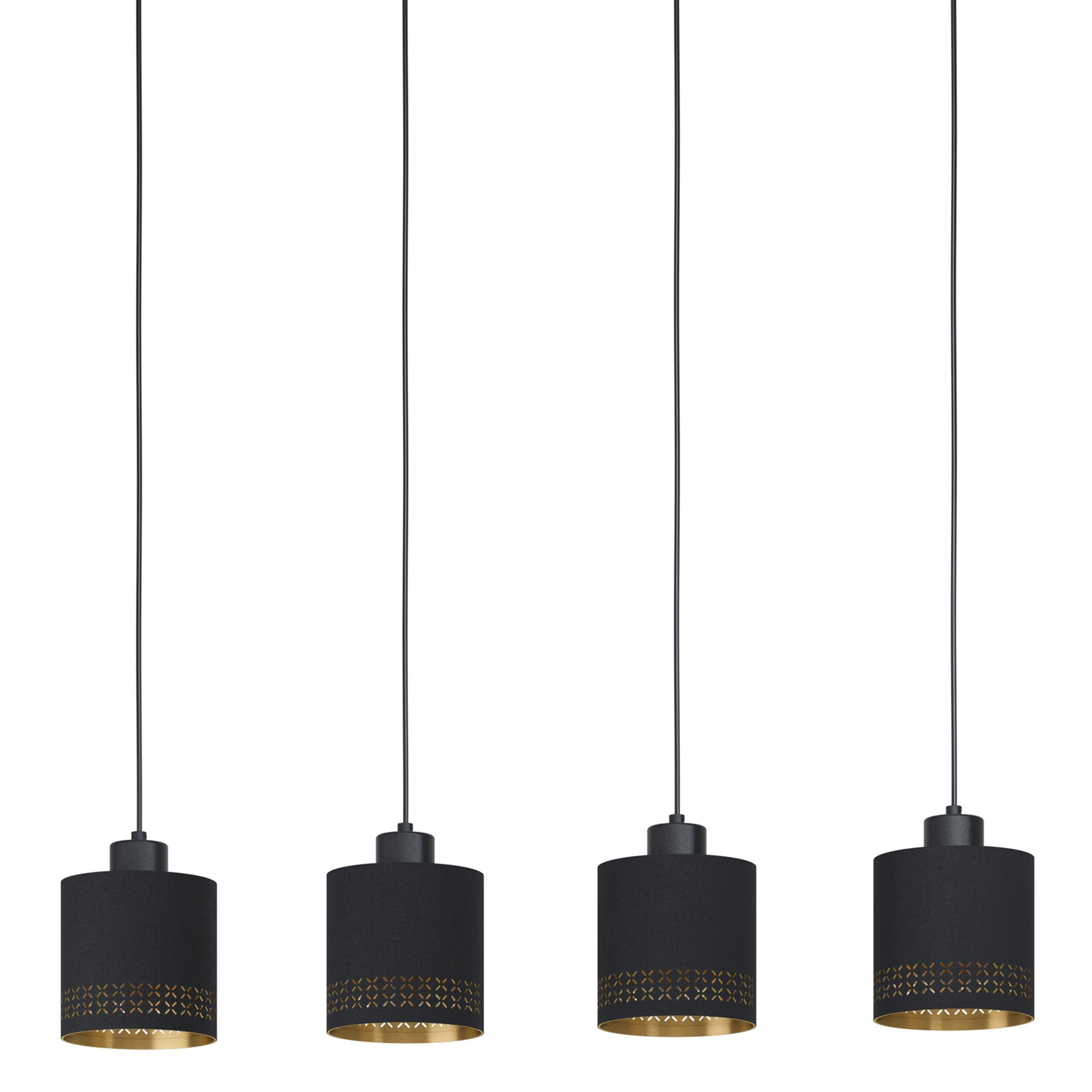 eglo esteperra 4 light black gold fabric ceiling pendant living room image