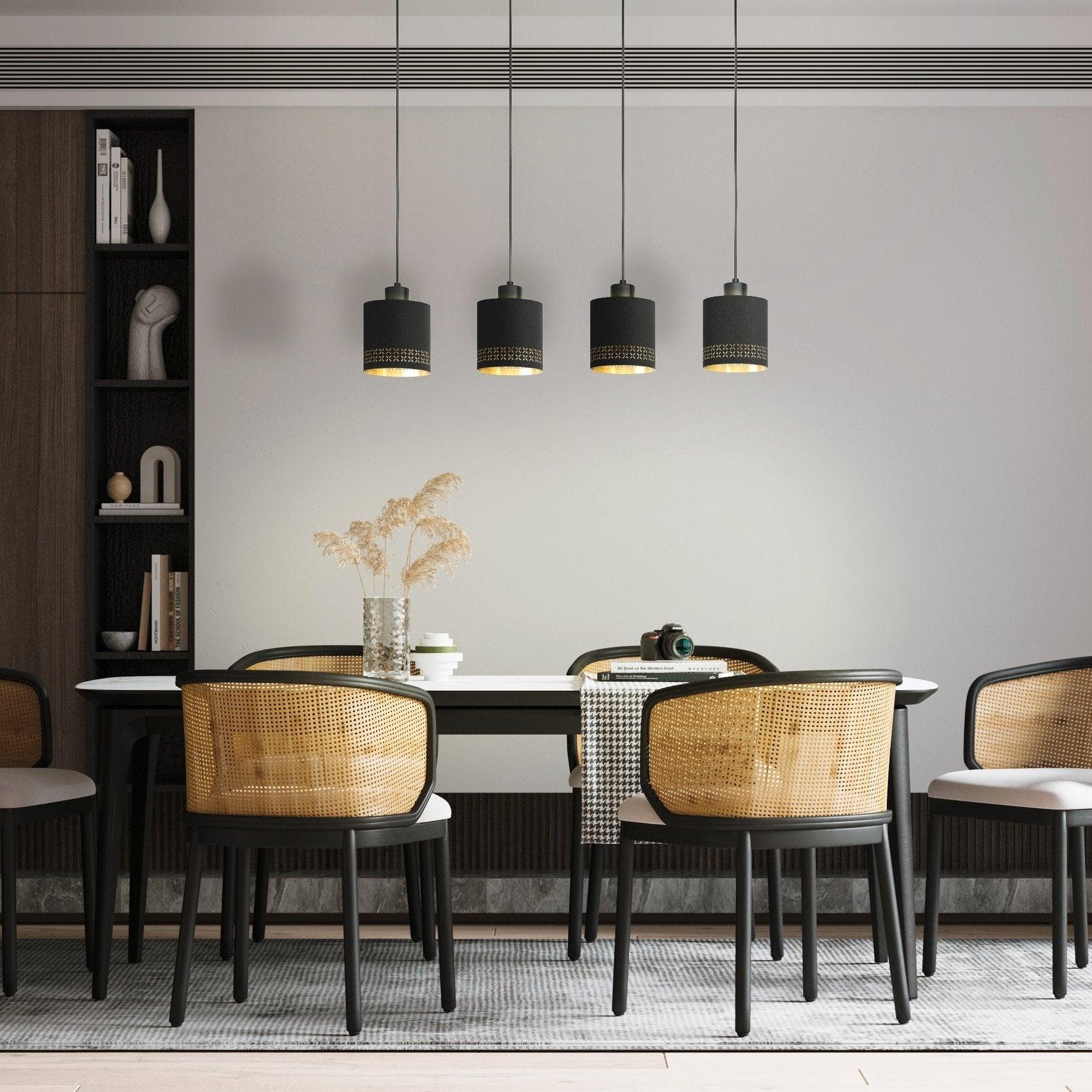 eglo esteperra 4 light black gold fabric ceiling pendant