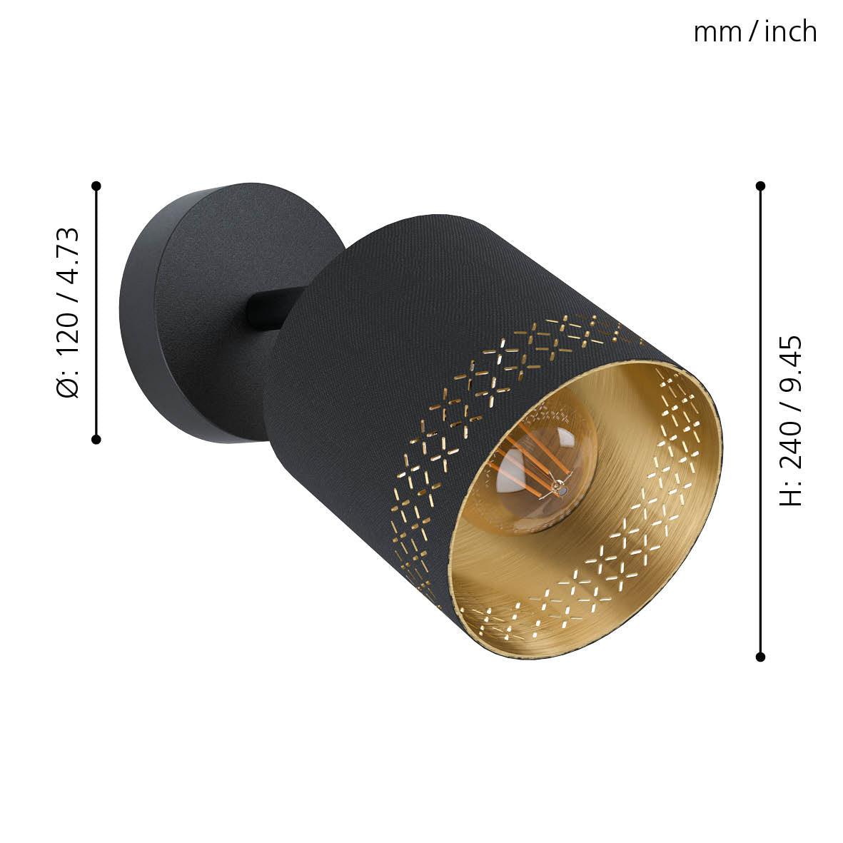 Eglo Esteperra Black & Gold Wall Spotlight-WAREHOUSE-40-200326