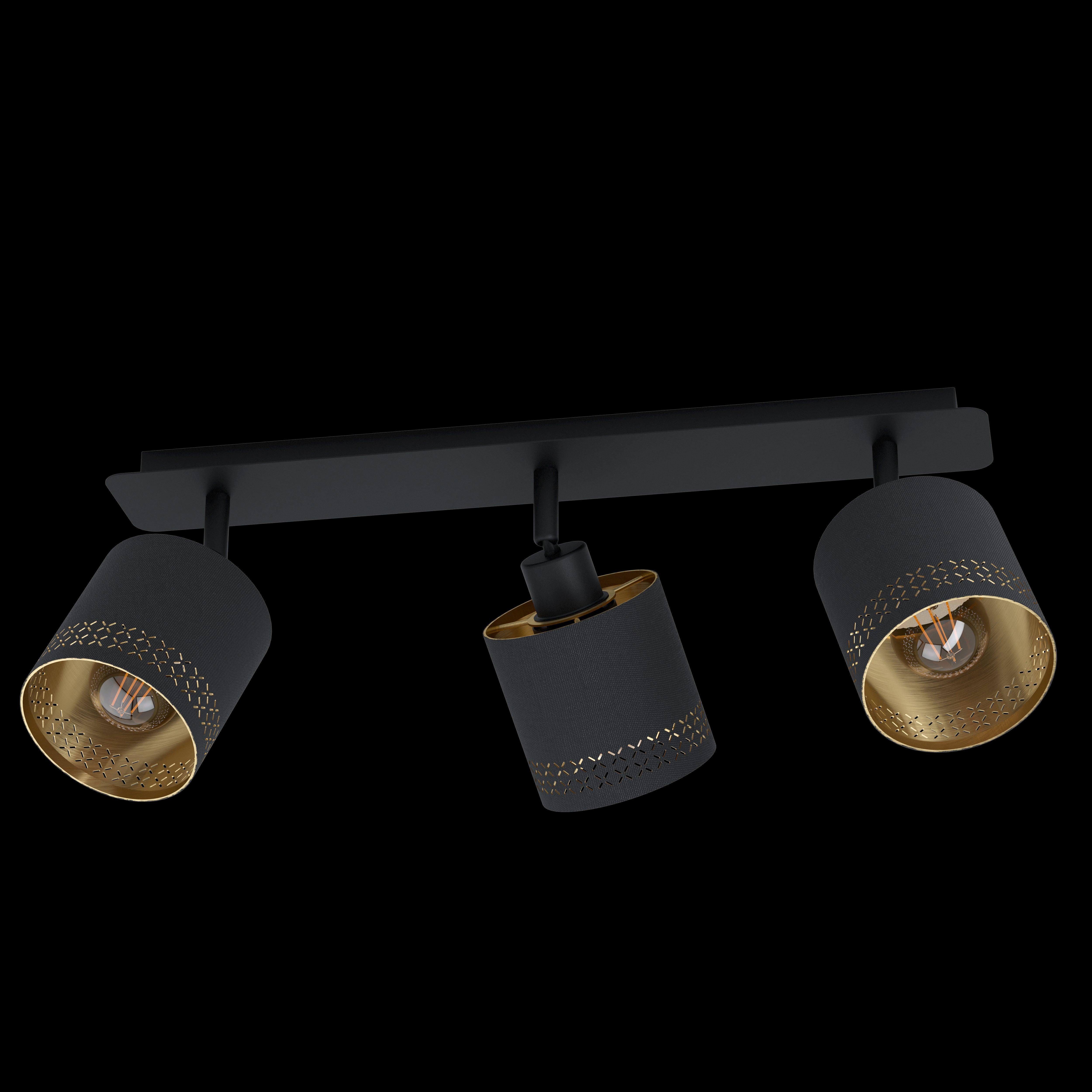 eglo esteperra black gold 3 light bar spotlight living room image
