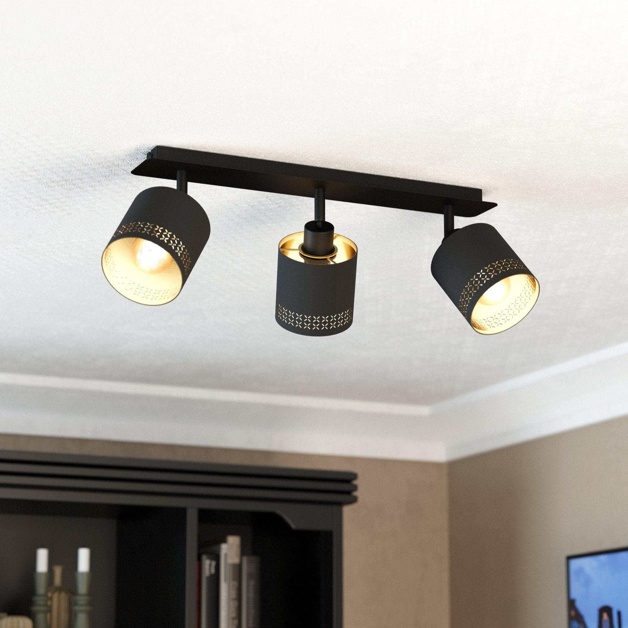 eglo esteperra black gold 3 light bar spotlight