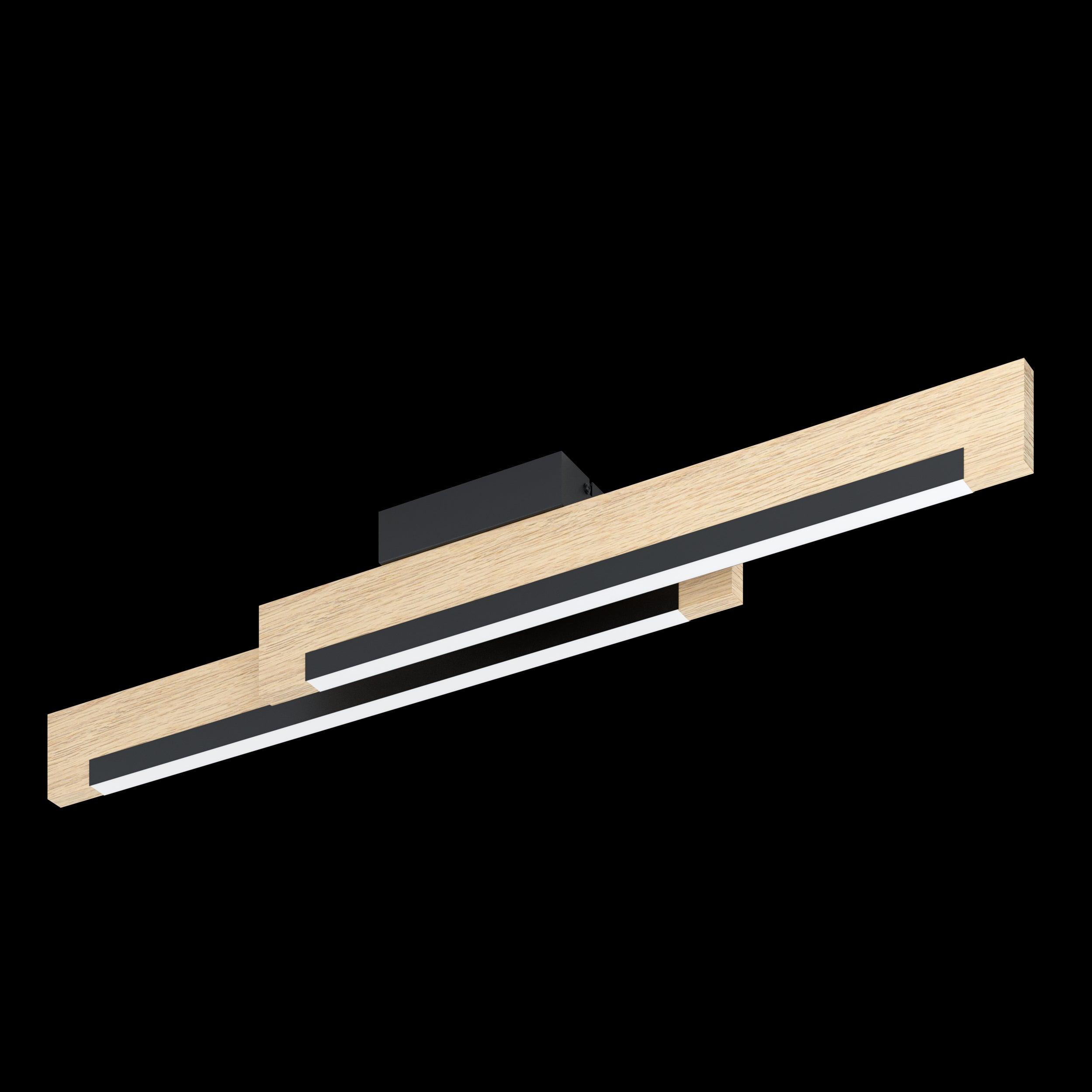 eglo camacho led oak style black flush ceiling light living room image
