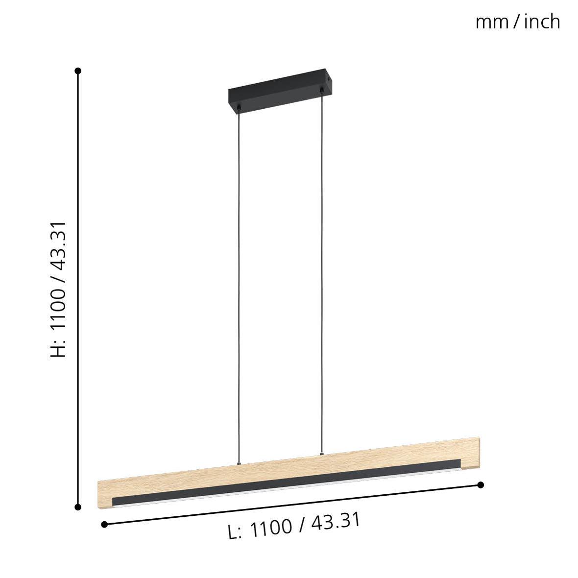 eglo camacho led black oak wood style bar ceiling pendant Kitchen Lighting Close Up
