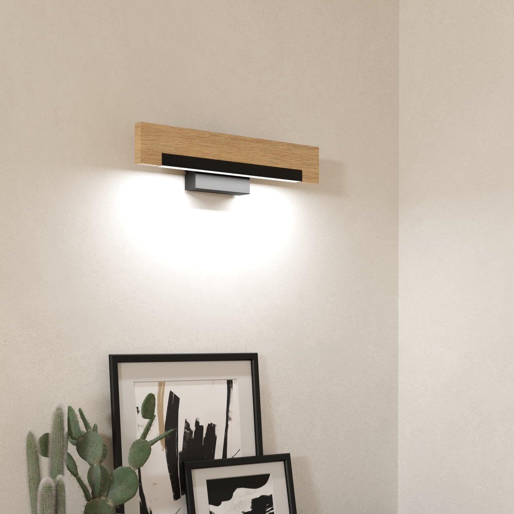 eglo camacho led wood black metal wall light