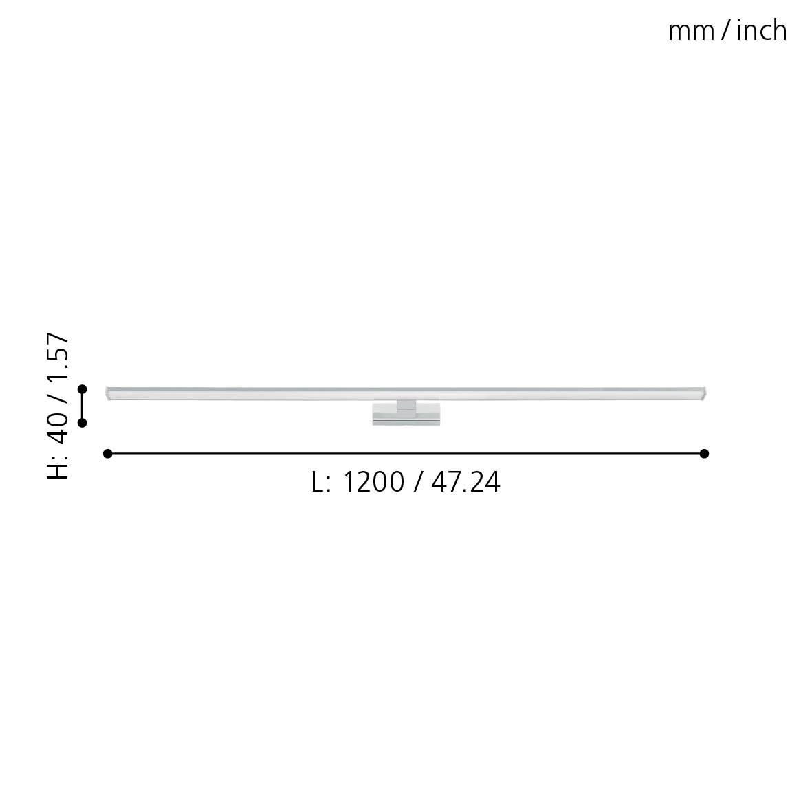 Eglo Pandella 1 IP44 LED Silver Bathroom Wall / Mirror - 120cm-WAREHOUSE-40-200326