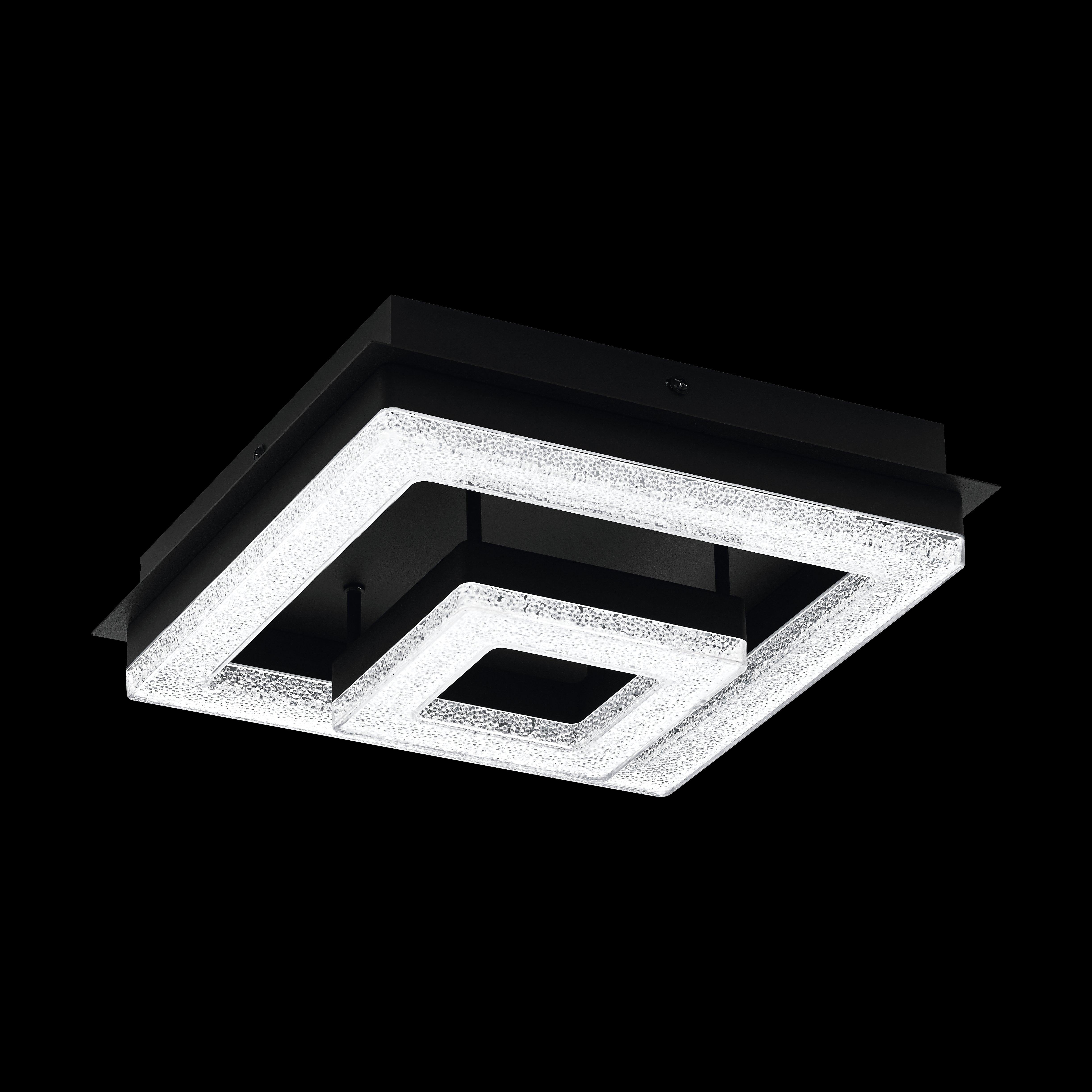 eglo fradelo 1 square black clear glass crystal led flush 26cm living room image