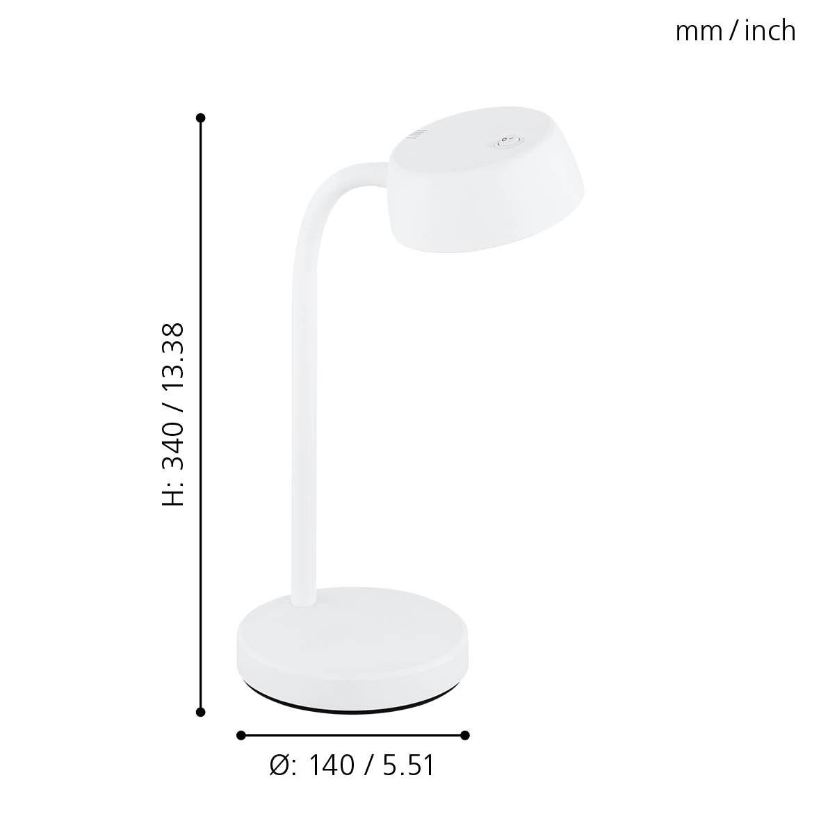eglo cabales white led desk lamp living room close up
