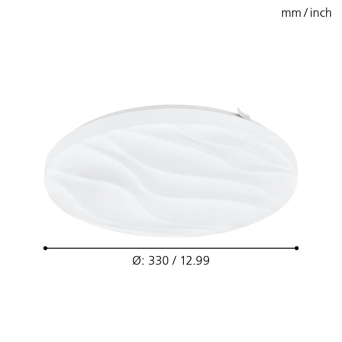 eglo benariba round white led flush ceiling light 33cm living room close up