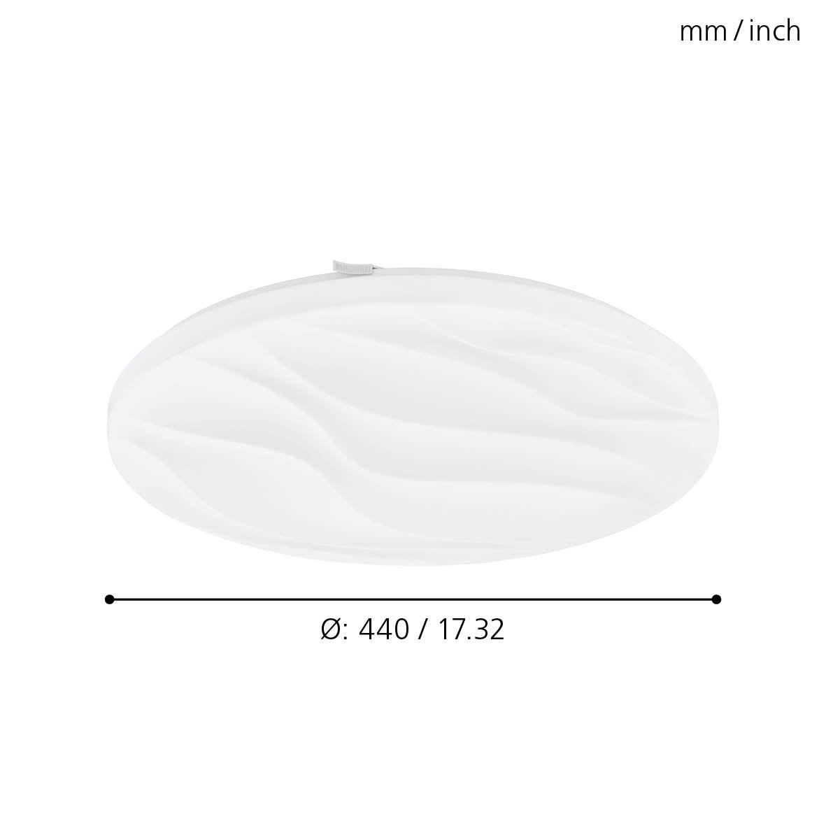 eglo benariba round white led flush ceiling light 44cm living room close up