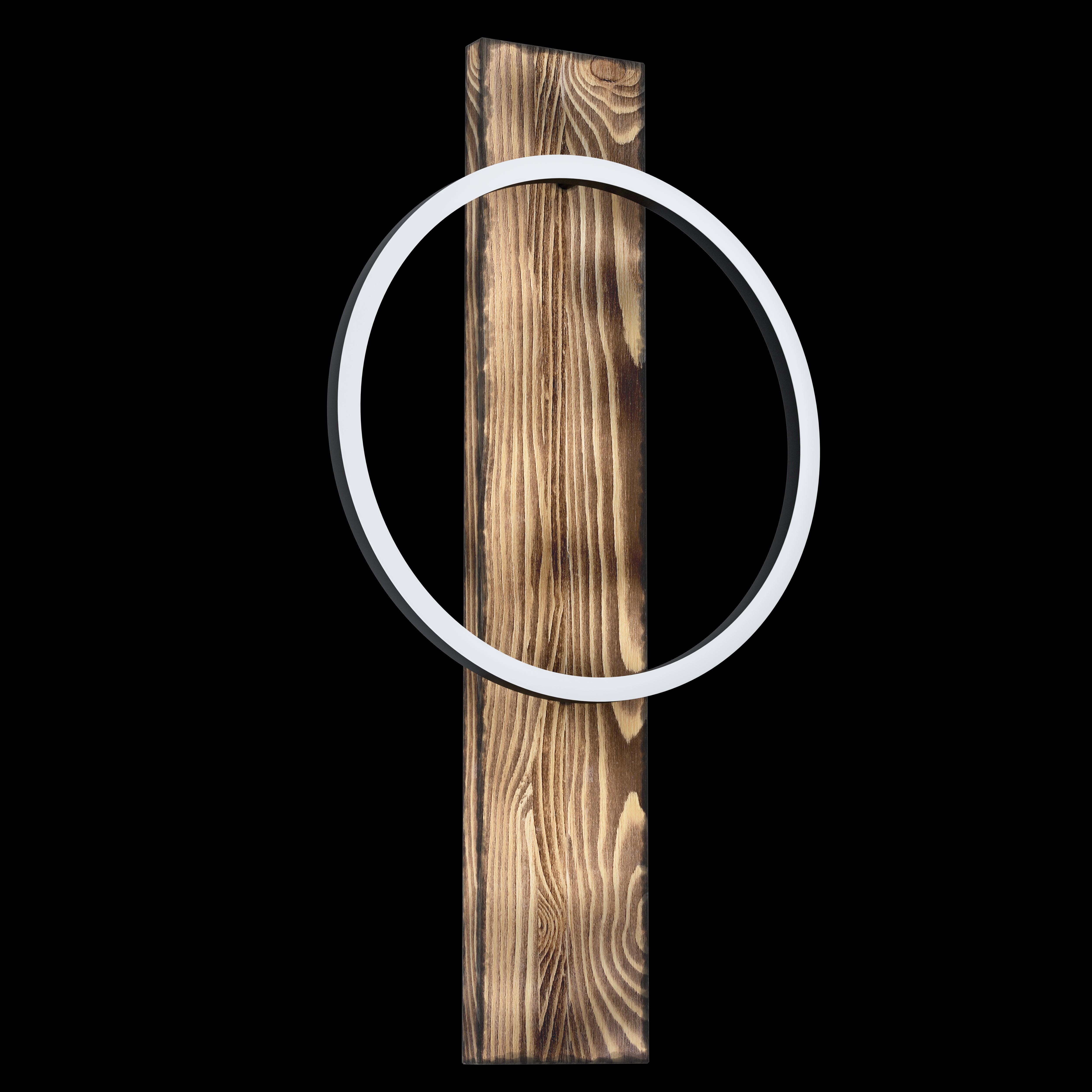 eglo boyal mottled wood led wall light living room close up