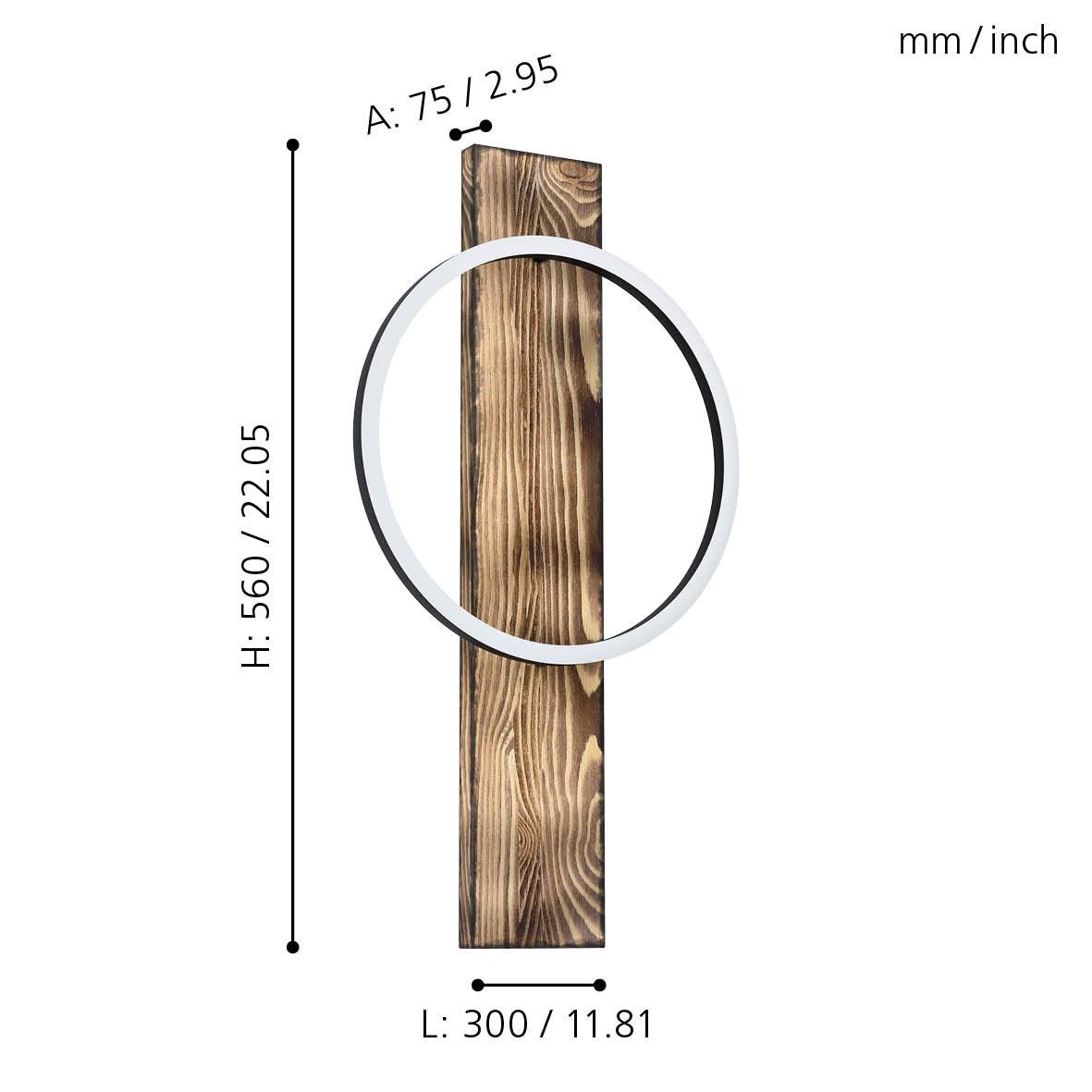 eglo boyal mottled wood led wall light kitchen lighting 