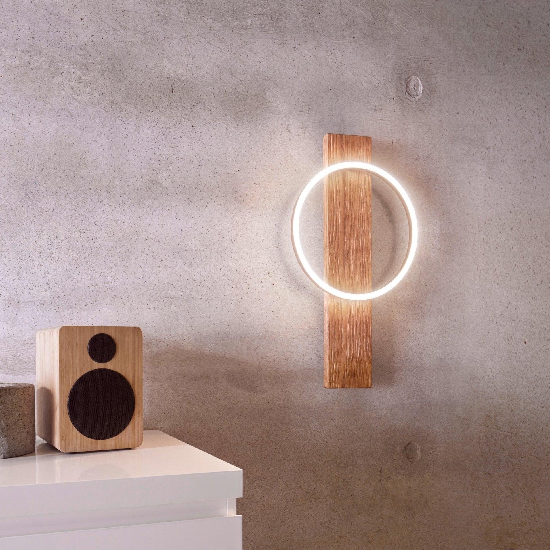 eglo boyal mottled wood led wall light living room image
