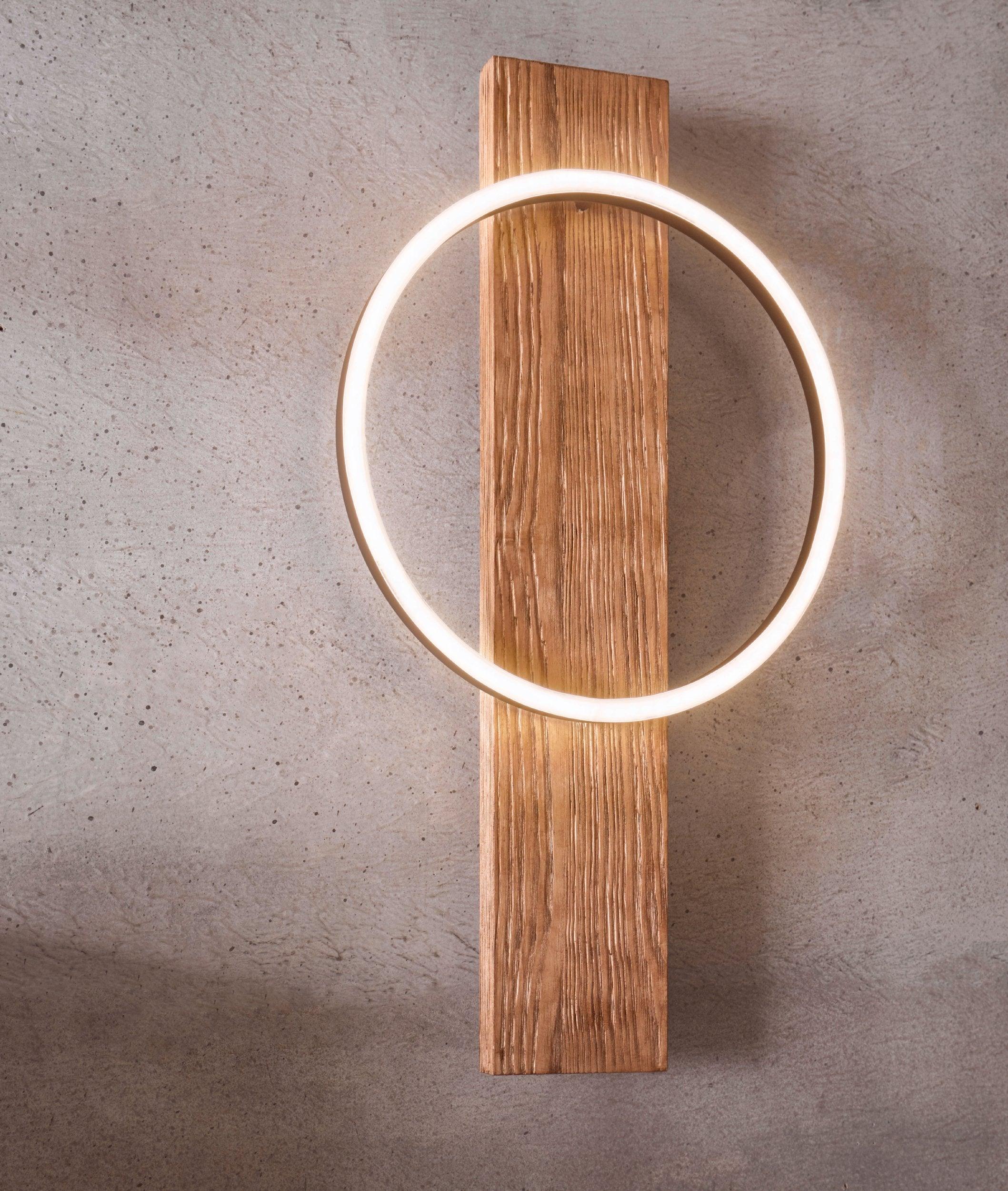 eglo boyal mottled wood led wall light bedroom lighting close up