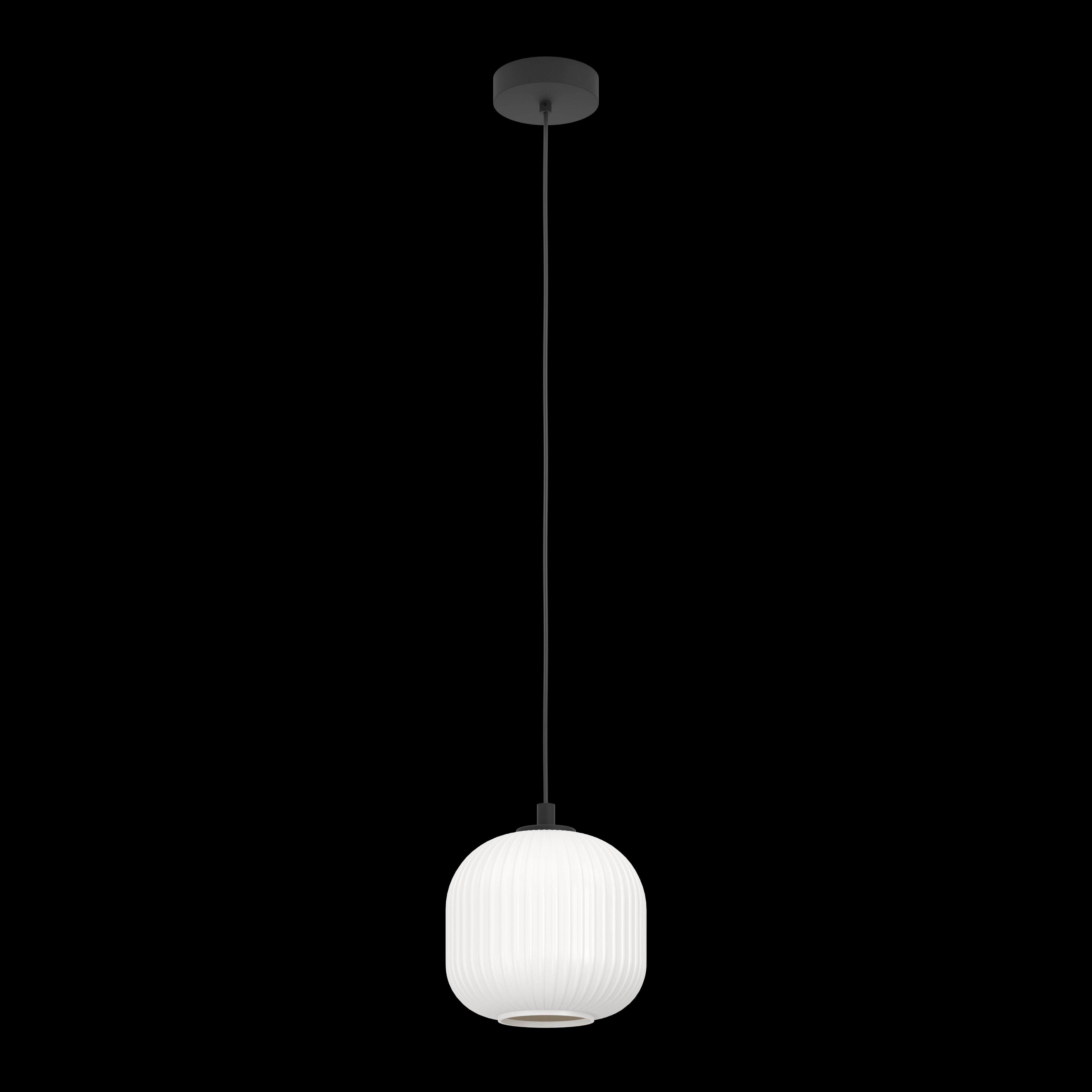 eglo mantunalle white ribbed glass shade ceiling pendant living room close up