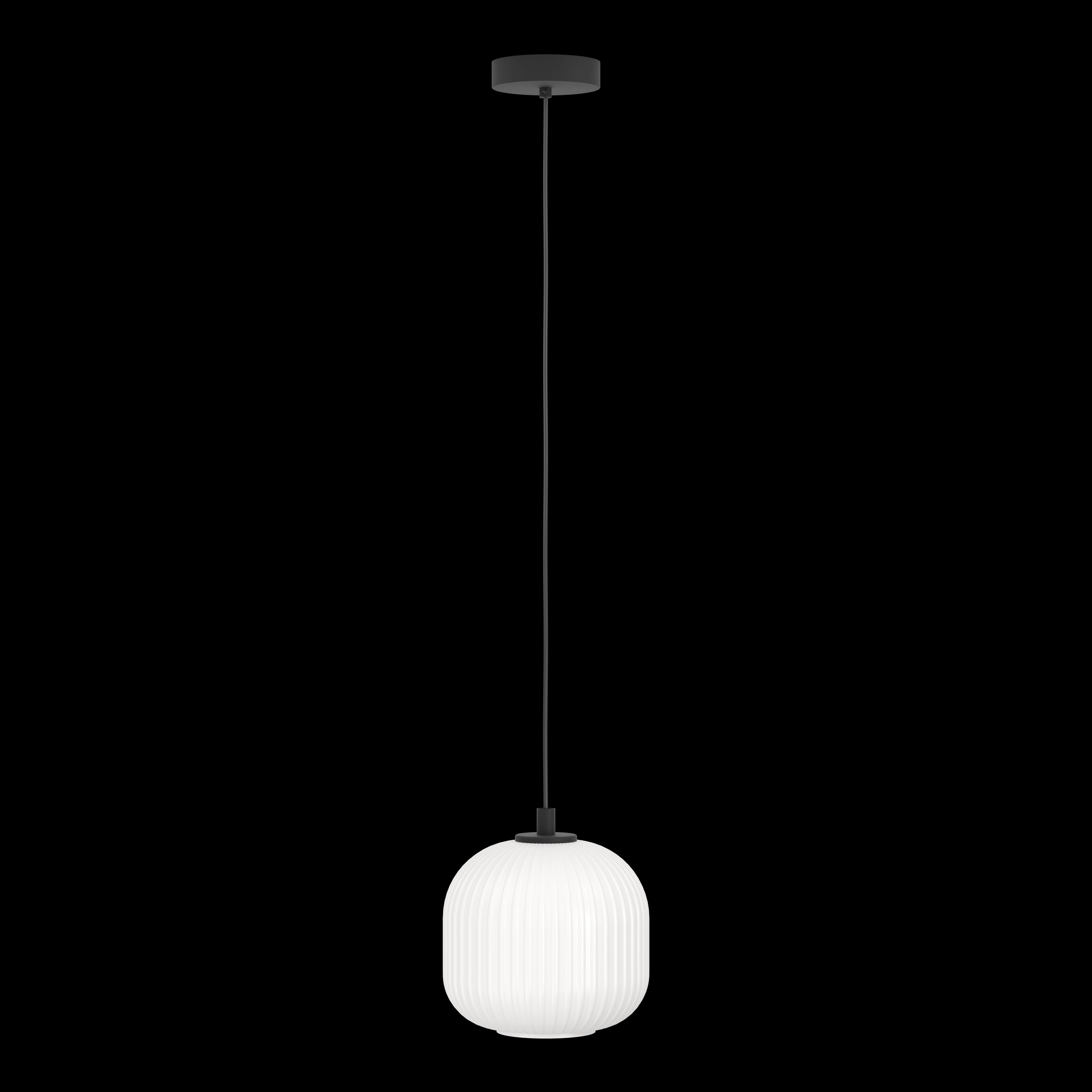 eglo mantunalle white ribbed glass shade ceiling pendant living room image