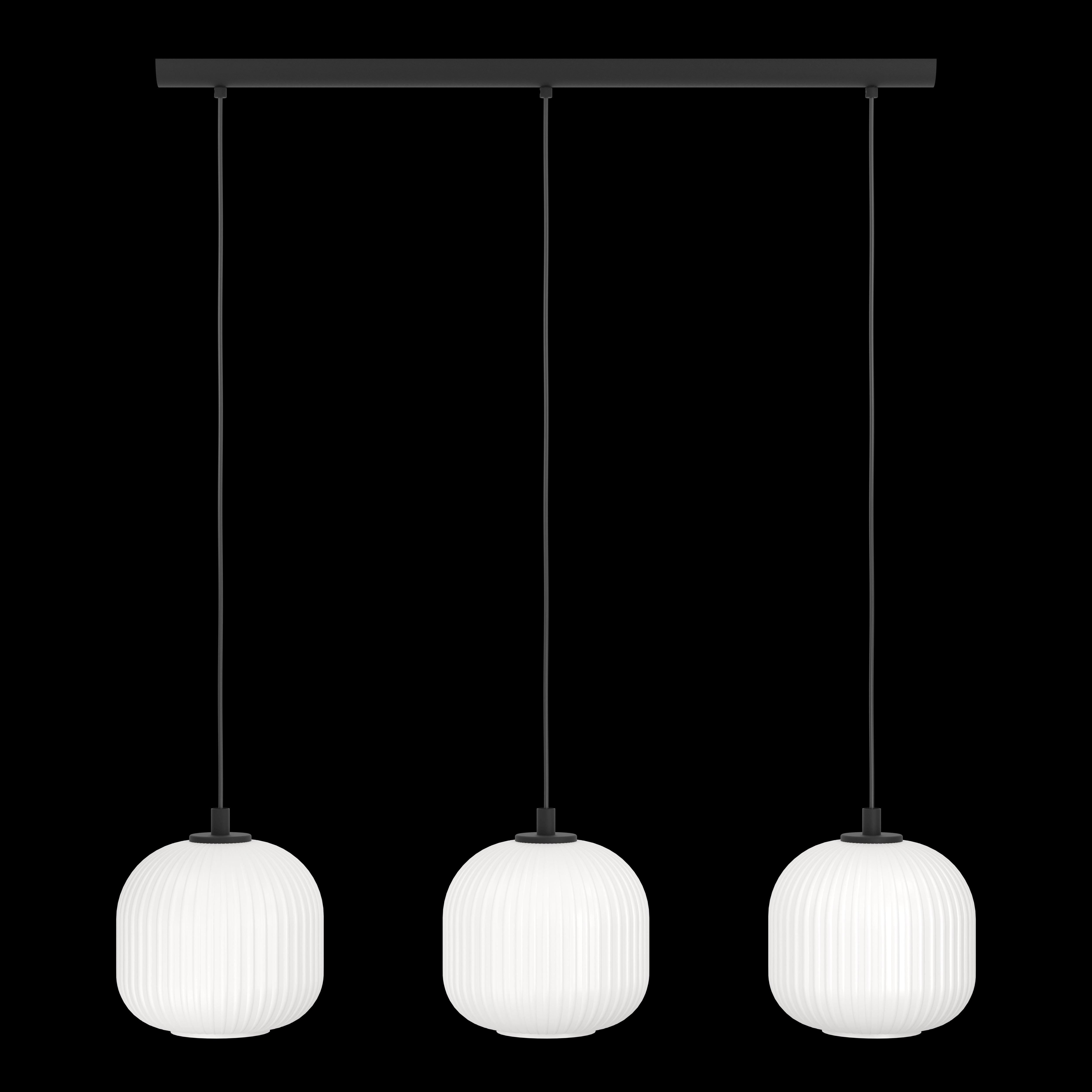 eglo mantunalle 3 light white ribbed glass shade bar pendant living room image