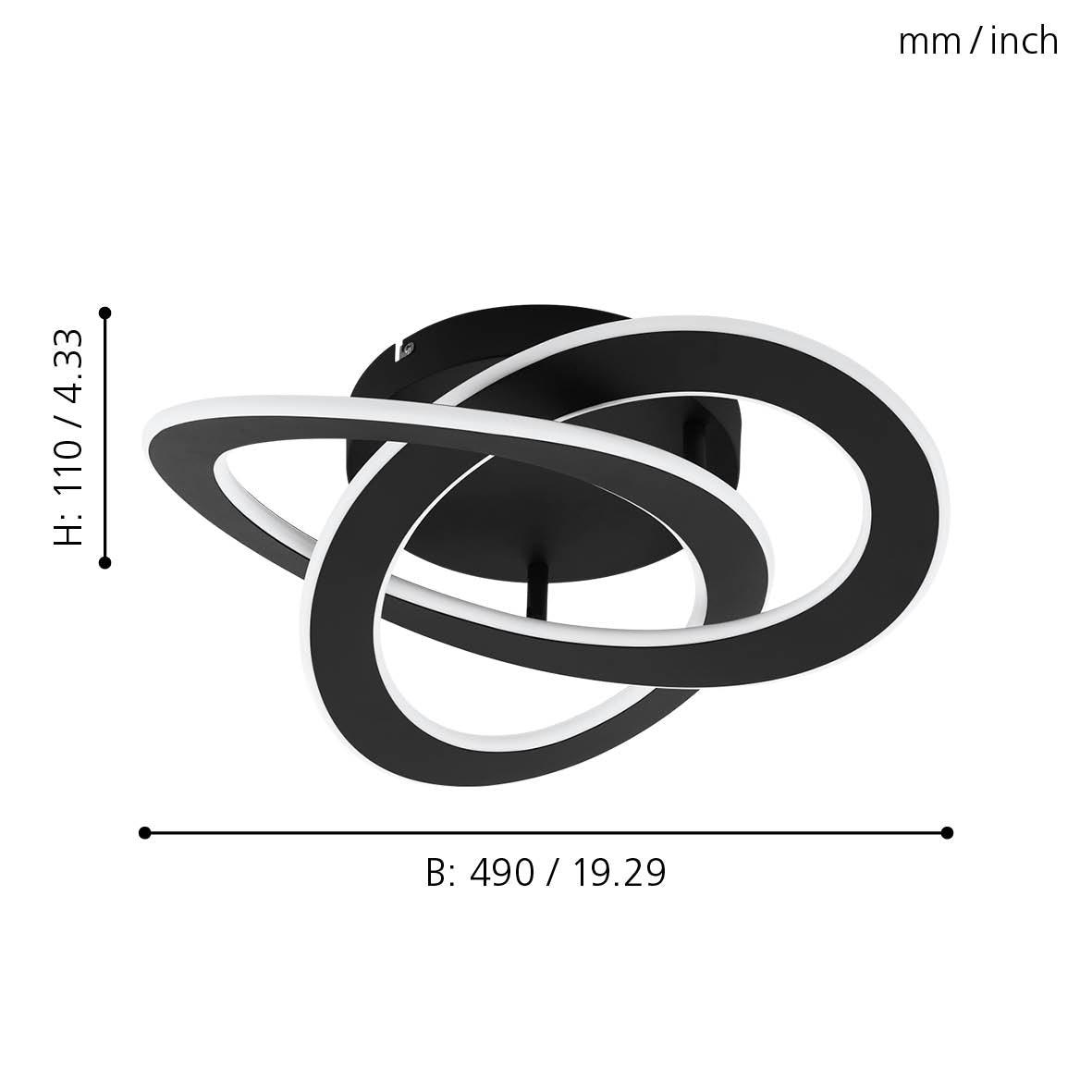 eglo rolimare modern led black flush ceiling light kitchen lighting 