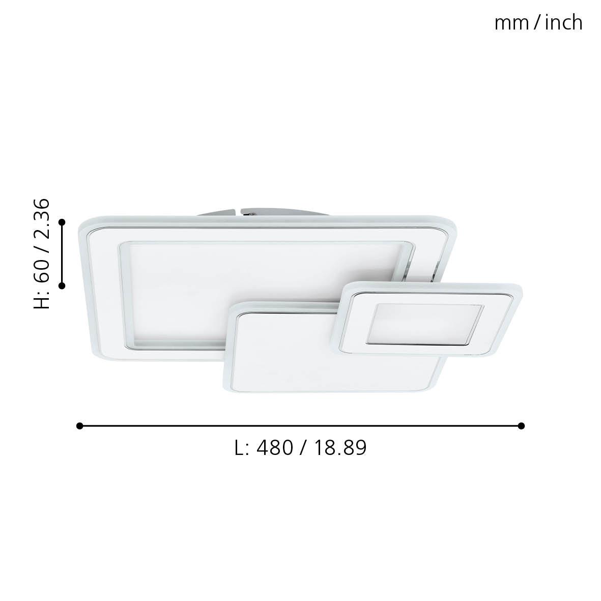eglo mentalurgia chrome 3 square design led flush living room close up