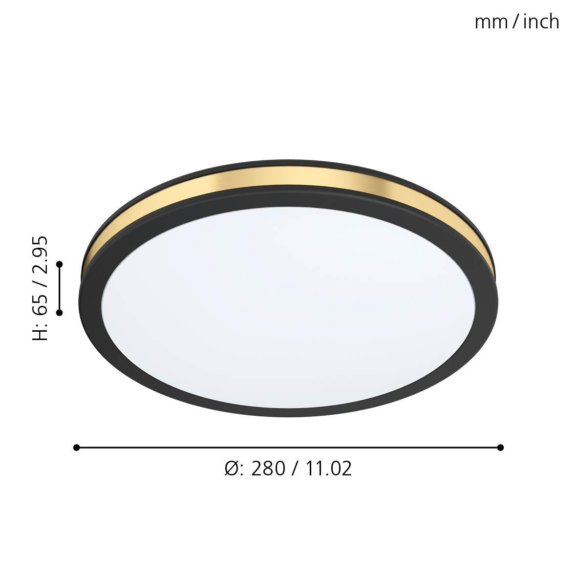 eglo pescaito black gold round led ceiling flush 28cm kitchen lighting 