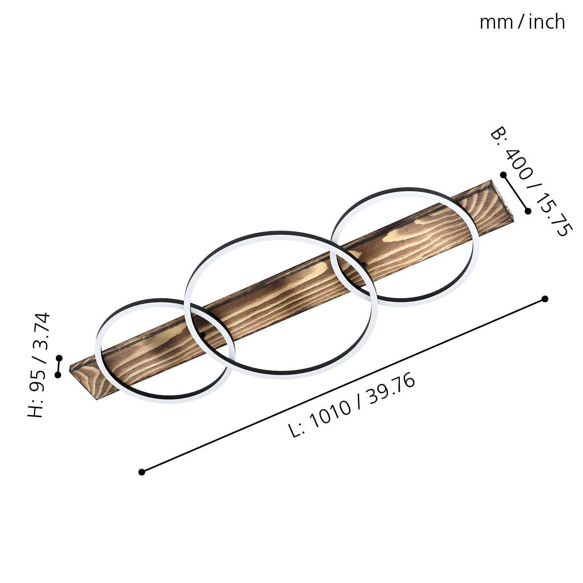 eglo boyal rustic wood 3 circular led flush ceiling light kitchen lighting 