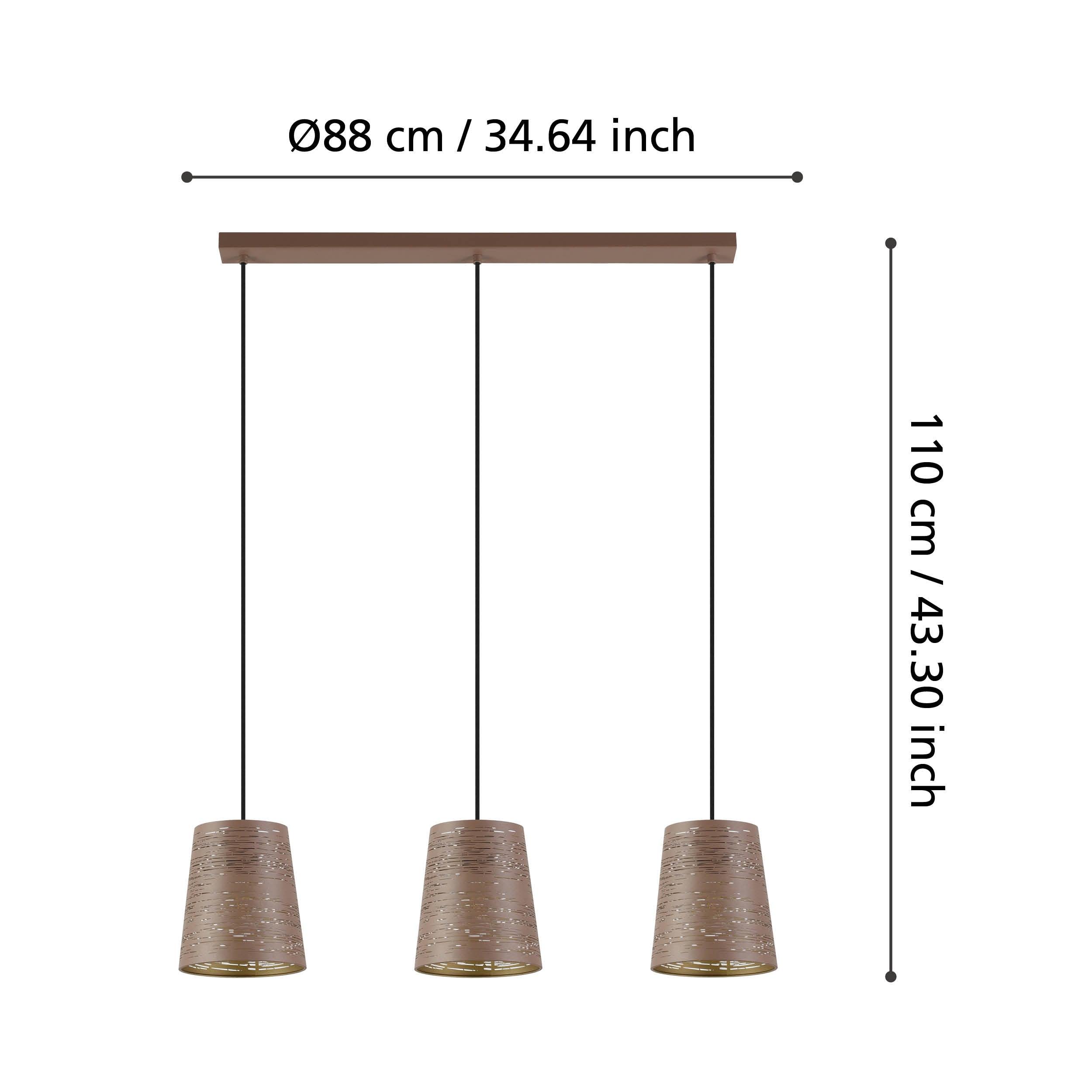 eglo segezia brown gold 3 light metal ceiling pendant kitchen lighting 