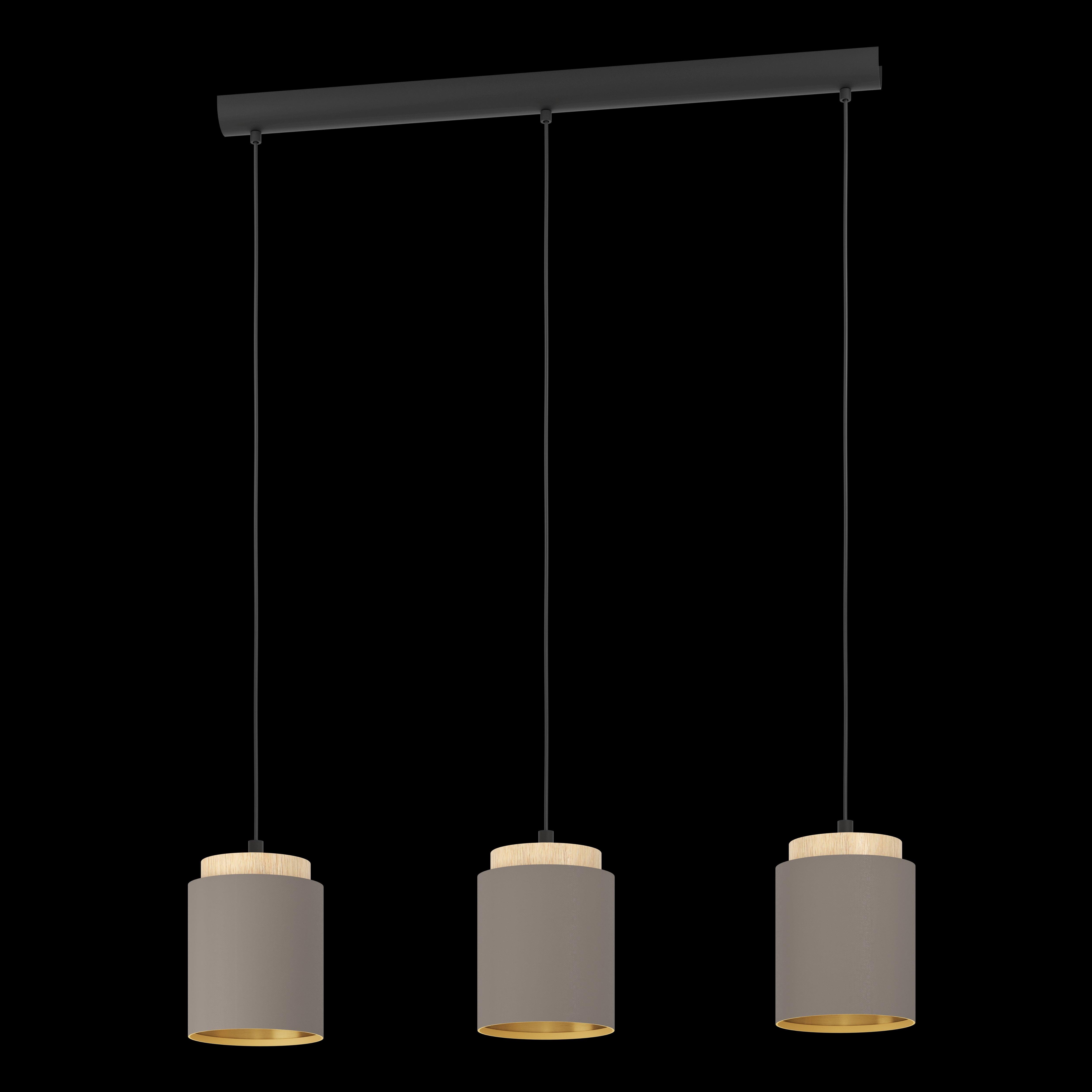 eglo albariza brown gold fabric 3 light ceiling pendant living room image