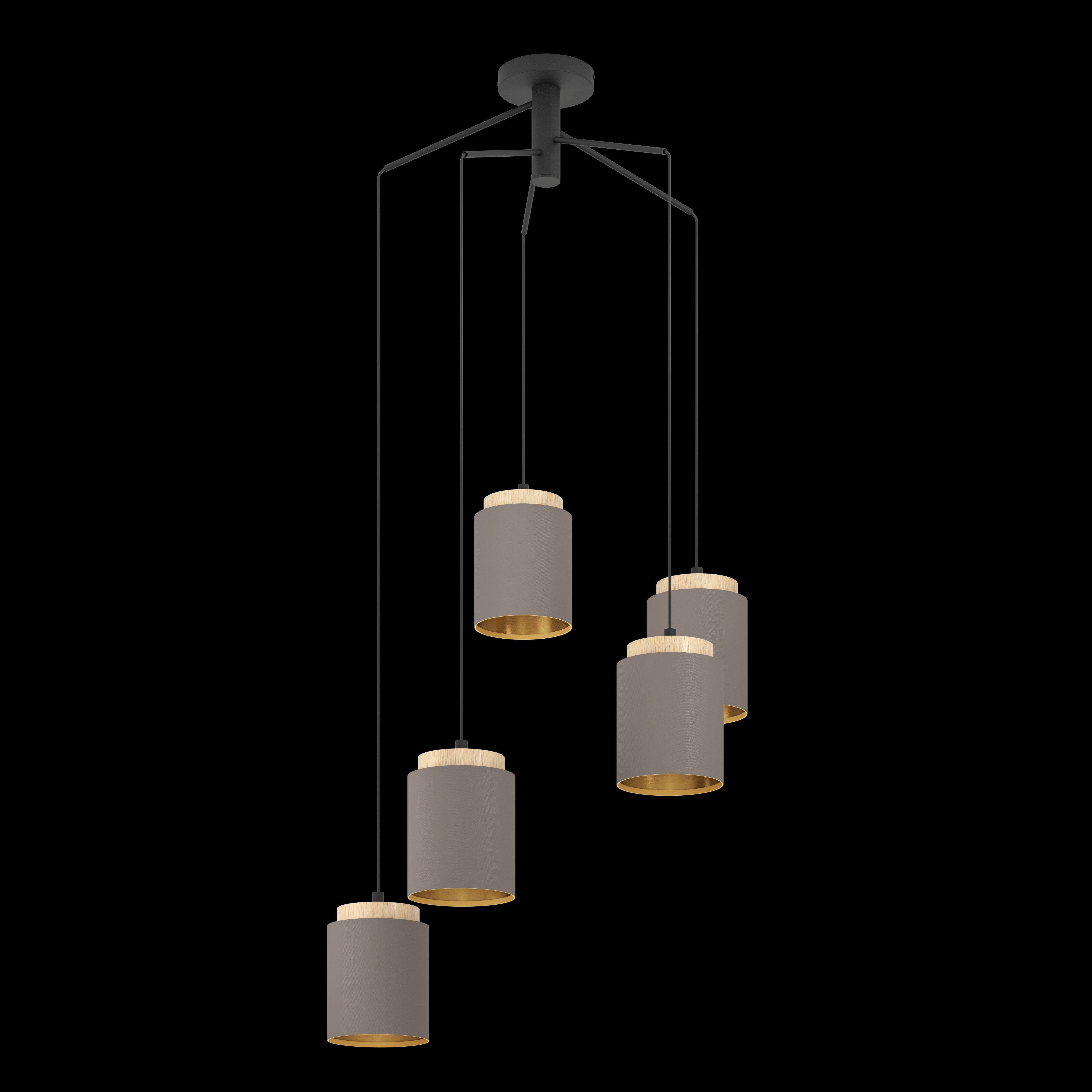 eglo albariza brown gold fabric 5 light ceiling pendant living room close up