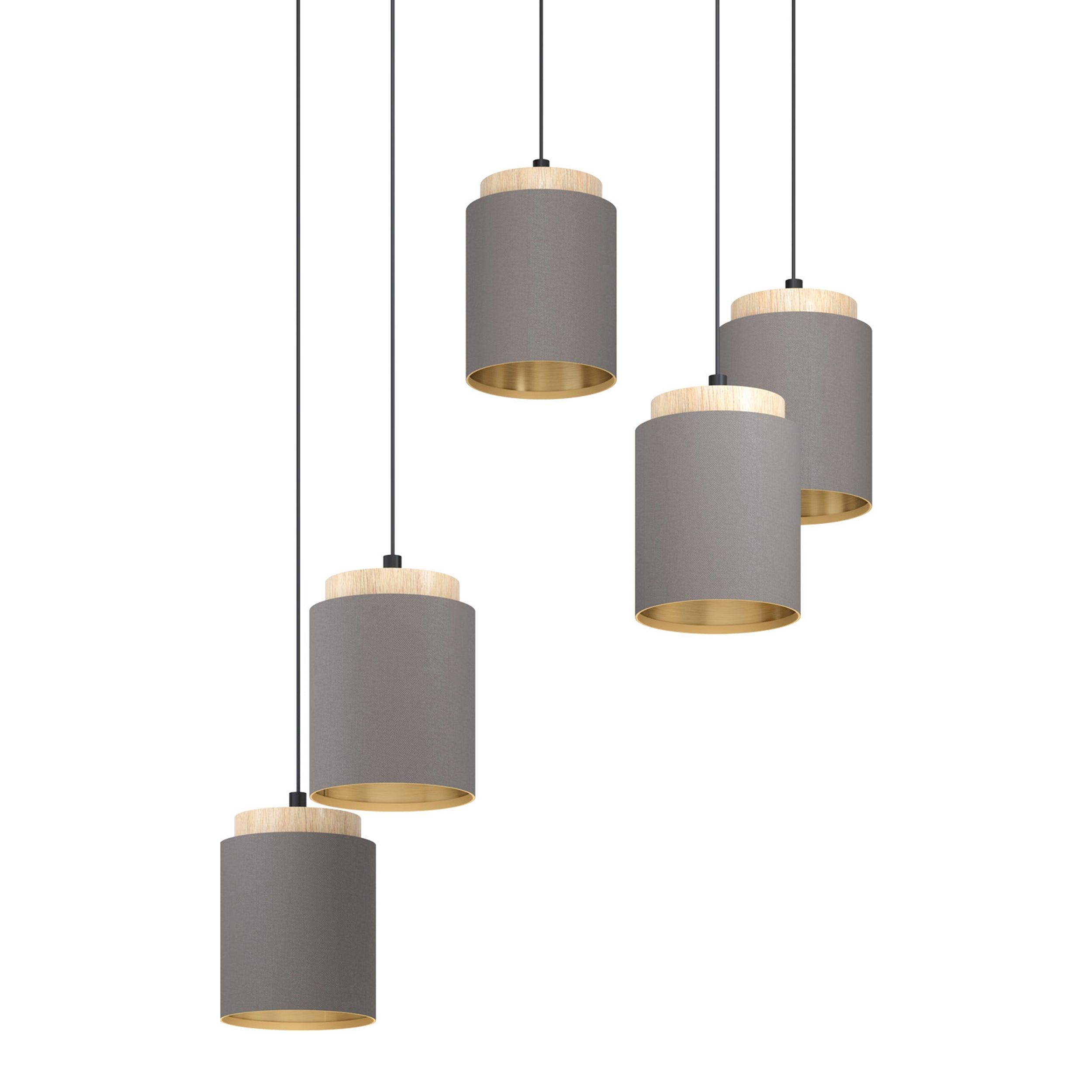 eglo albariza brown gold fabric 5 light ceiling pendant hallway lighting 