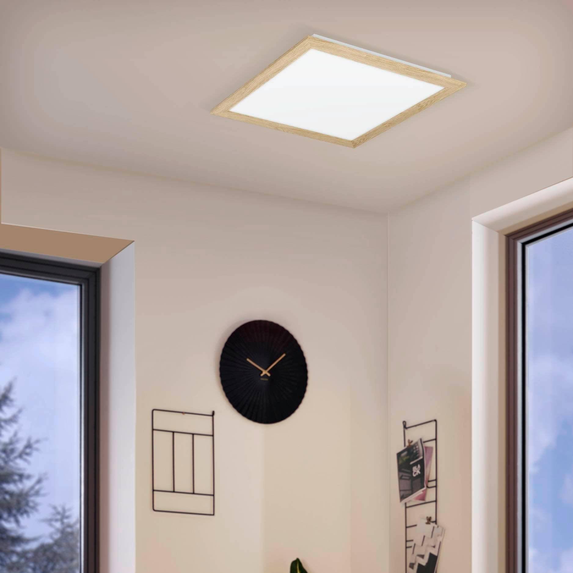 eglo piglionasso oak framed square led panel flush 64 5cm