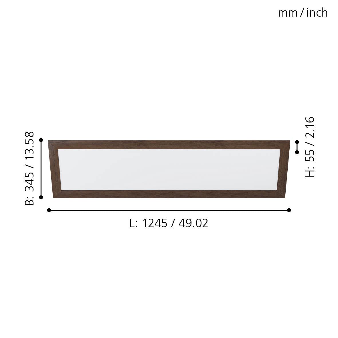eglo piglionasso walnut framed rectangular led panel flush living room close up