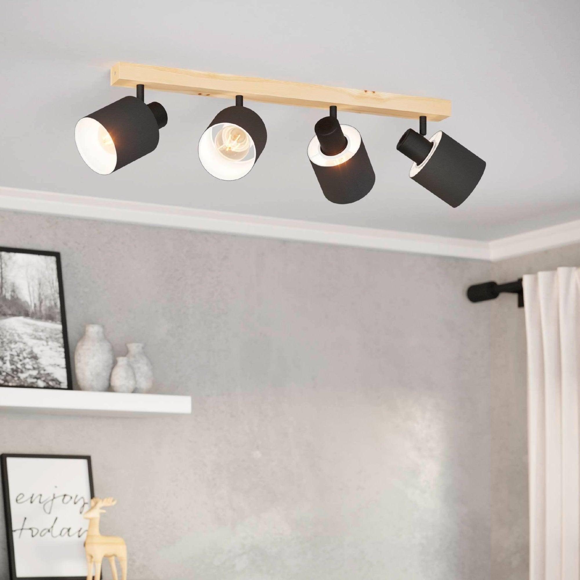 eglo batallas wood black 4 light bar spotlight