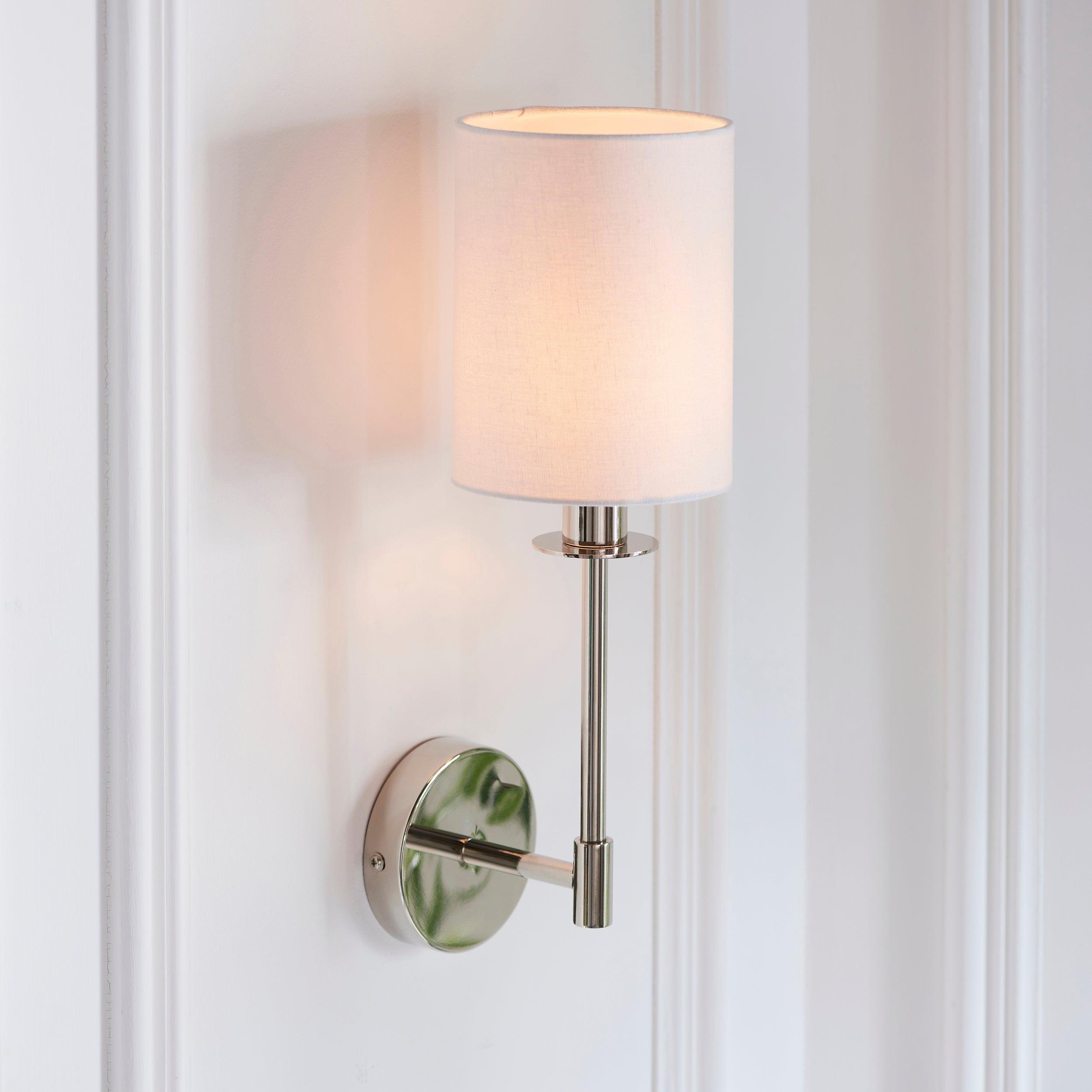 Sancerre Nickel Wall Light White Shade