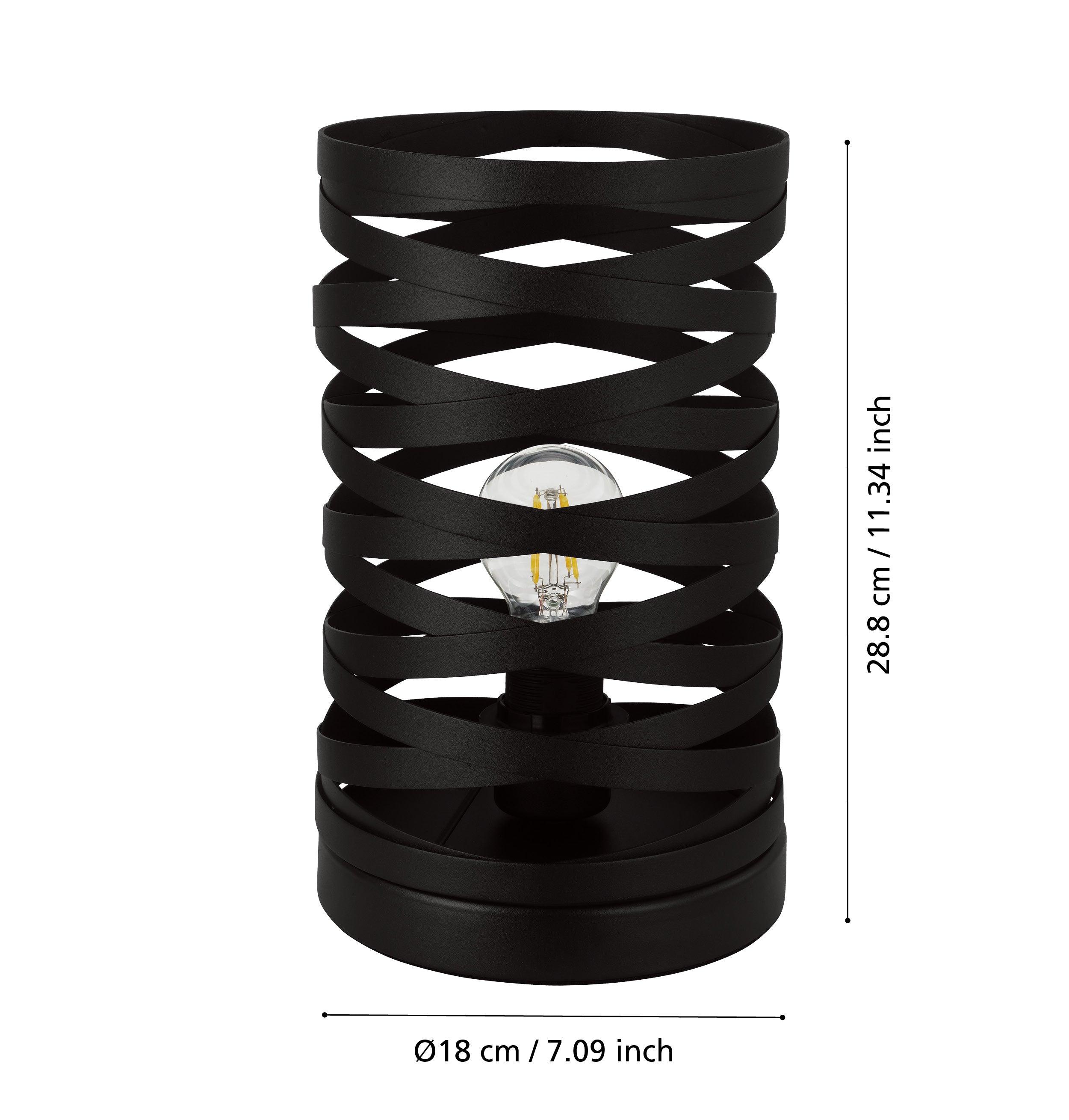 eglo cremella black metal spiral table lamp living room close up