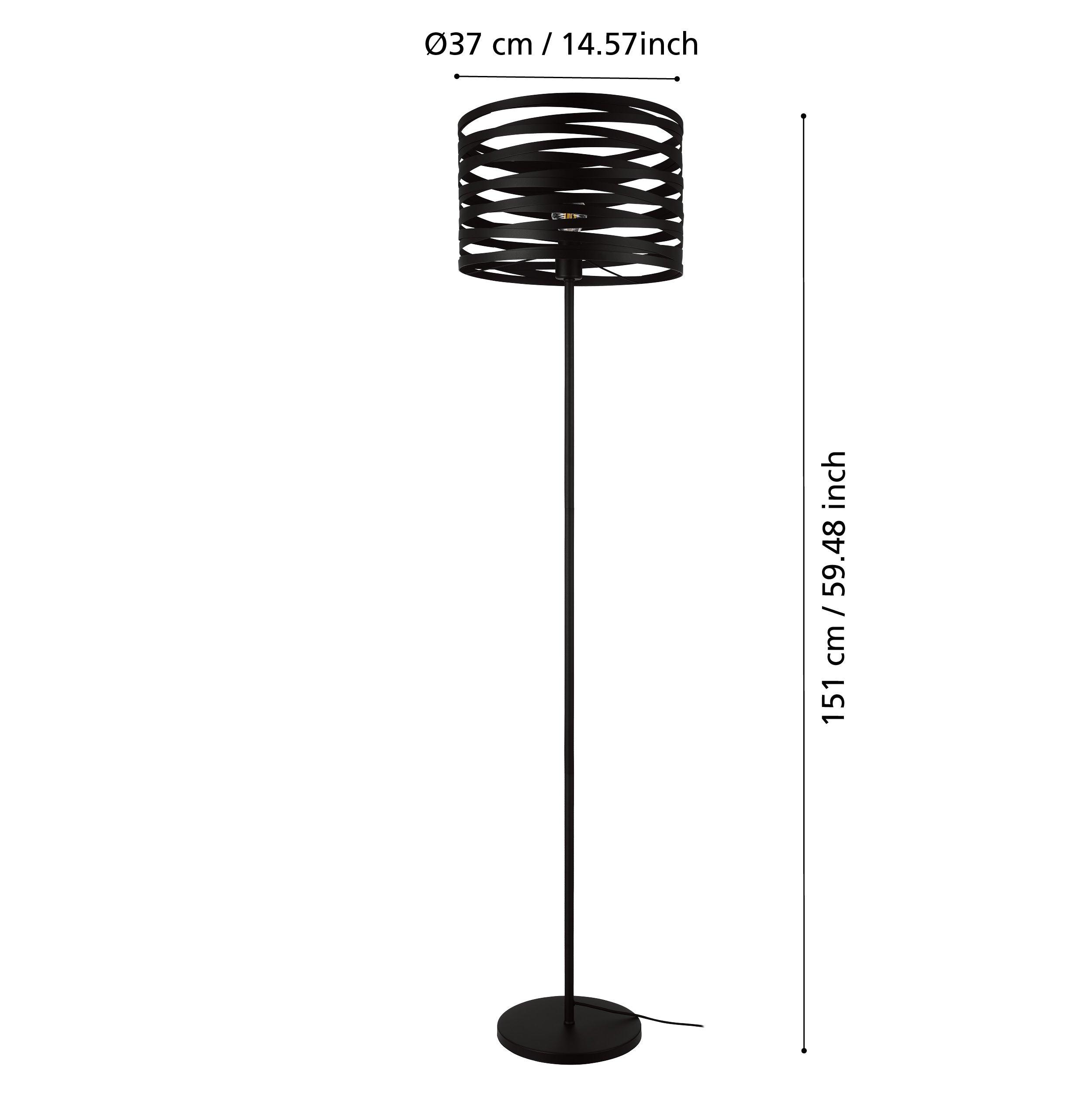 eglo cremella black steel shaded floor lamp living room close up