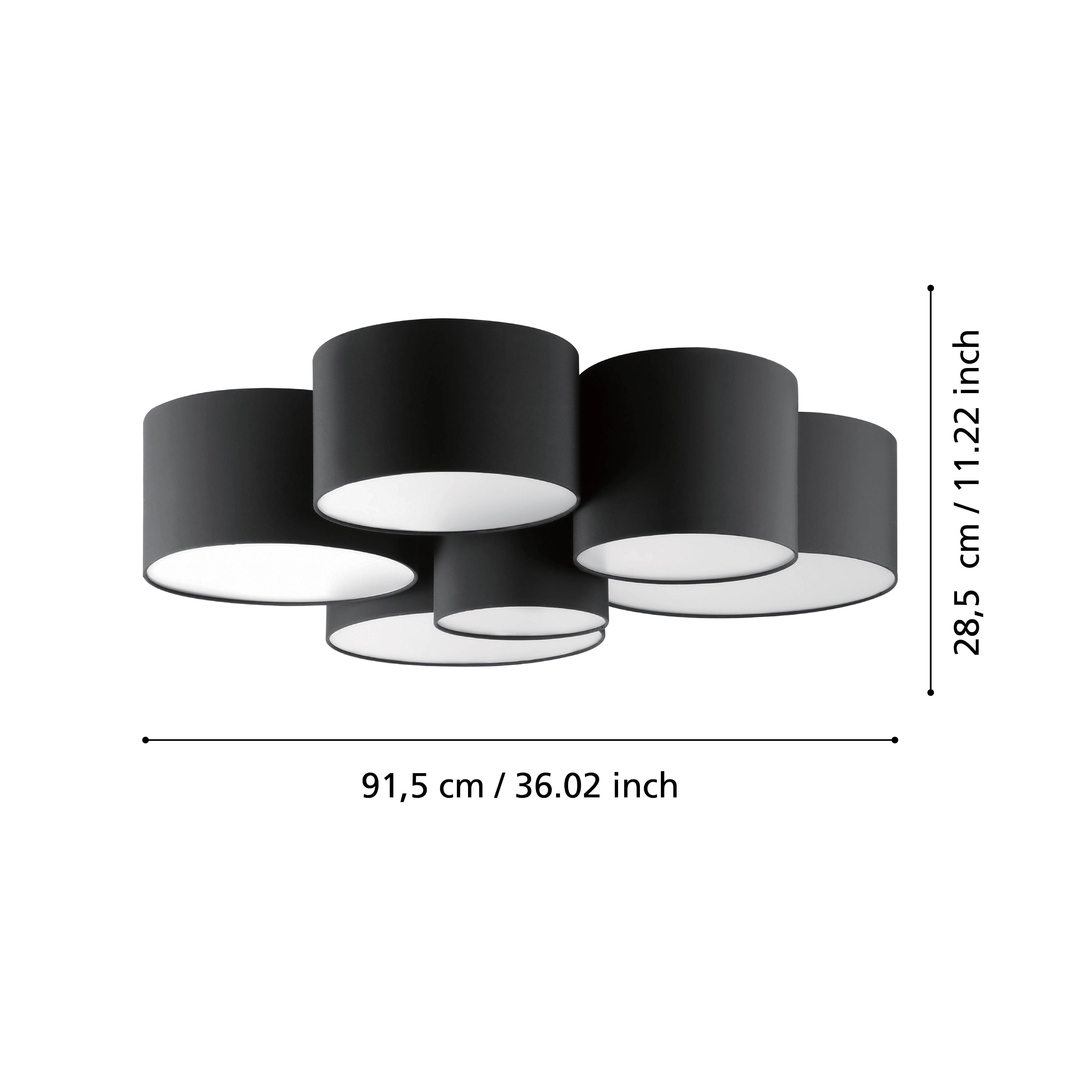 eglo pastore 2 ceiling flush with 6 black fabric shades kitchen lighting 