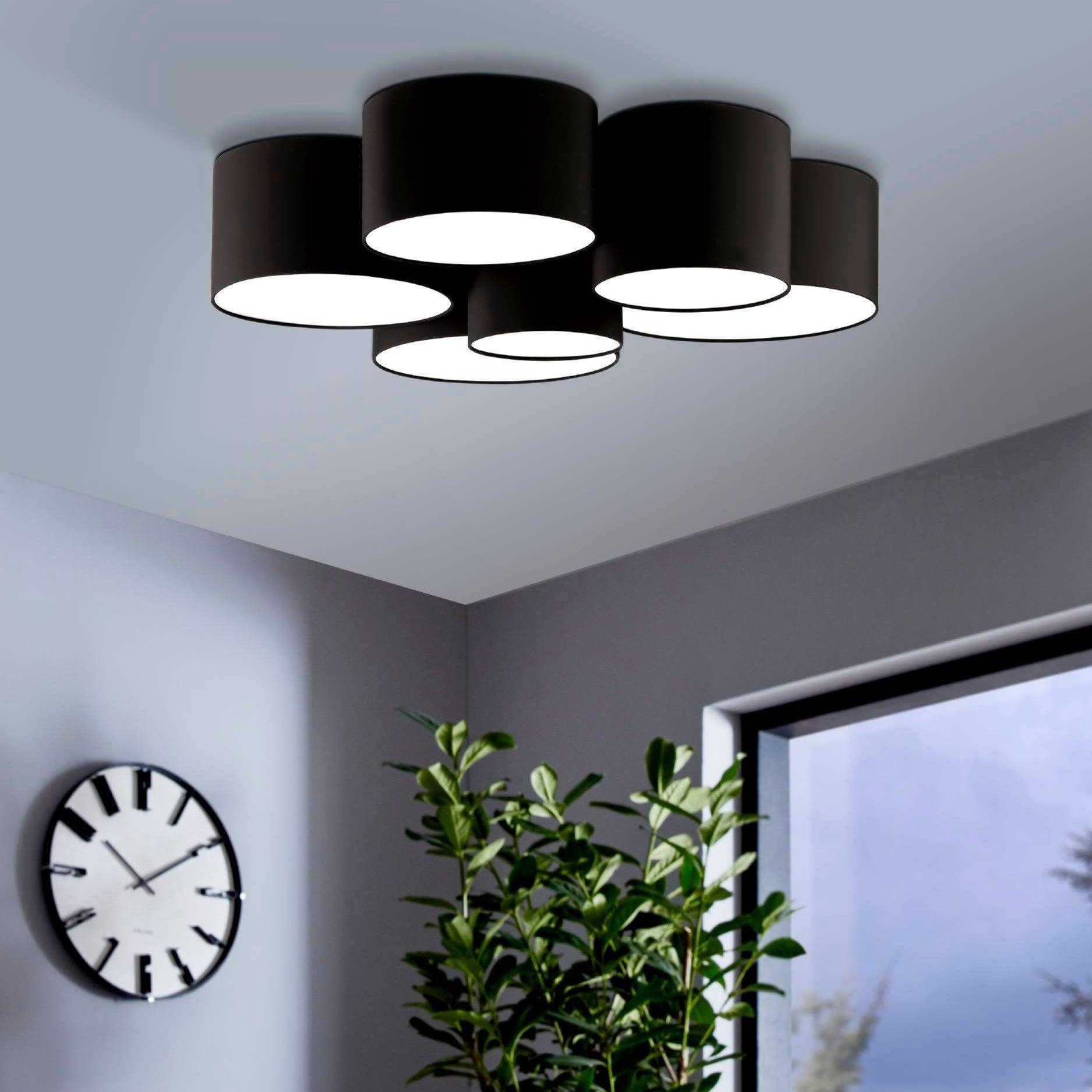 eglo pastore 2 ceiling flush with 6 black fabric shades